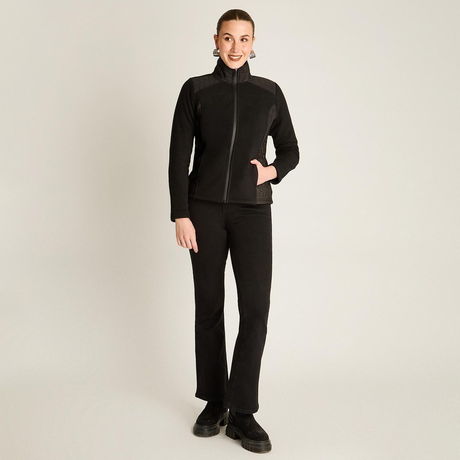 Polerón Polar Negro Full Zipper con Diseño Quilted-3