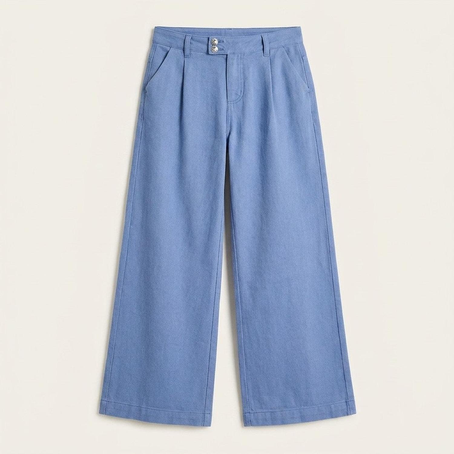 Pantalon Algodón Azul Wide Leg-5