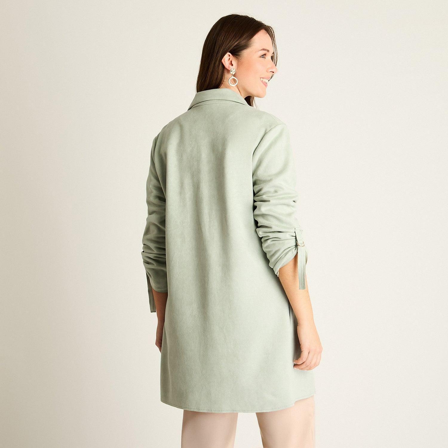 Chaqueta Menta Ecocuero con Botón-1