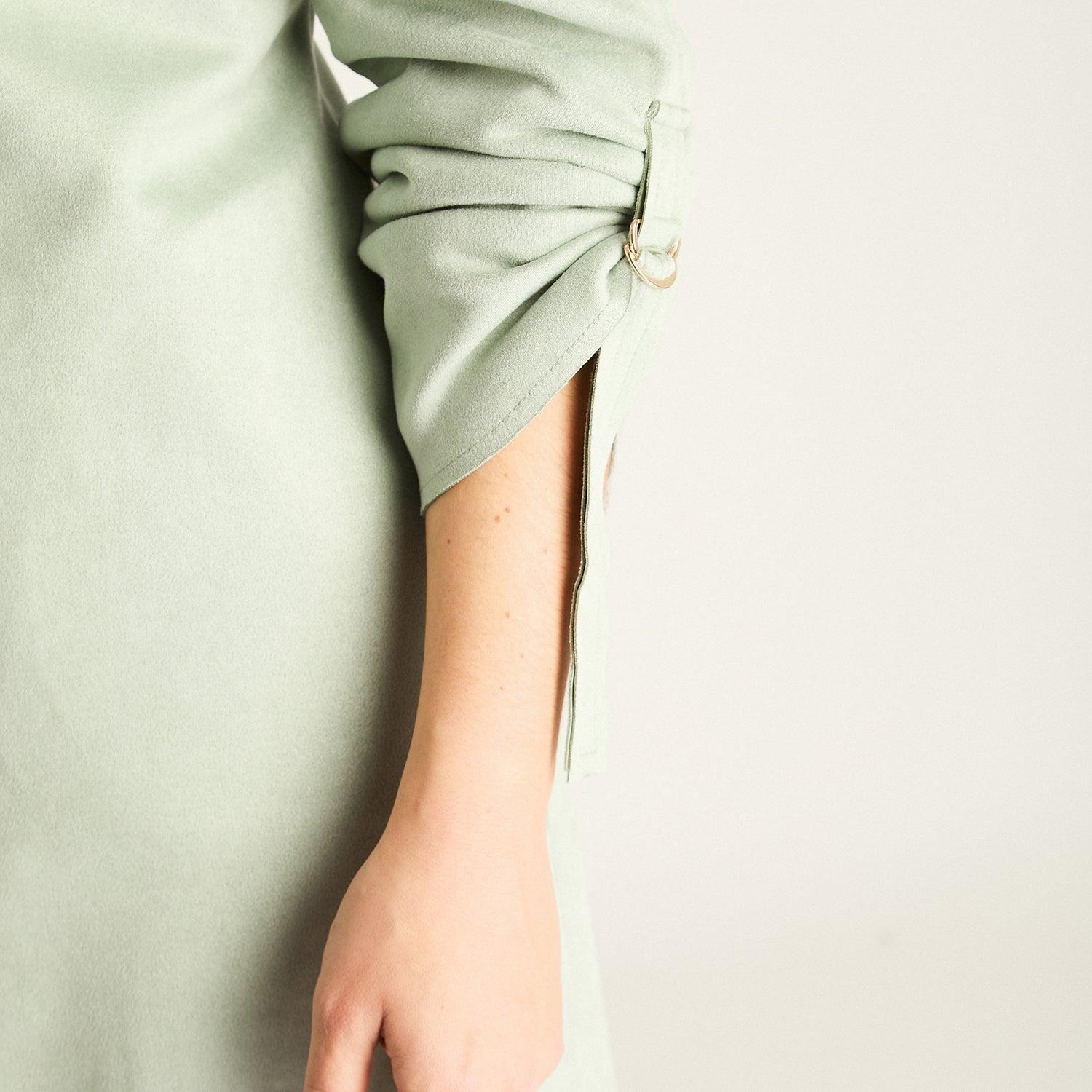 Chaqueta Menta Ecocuero con Botón-2