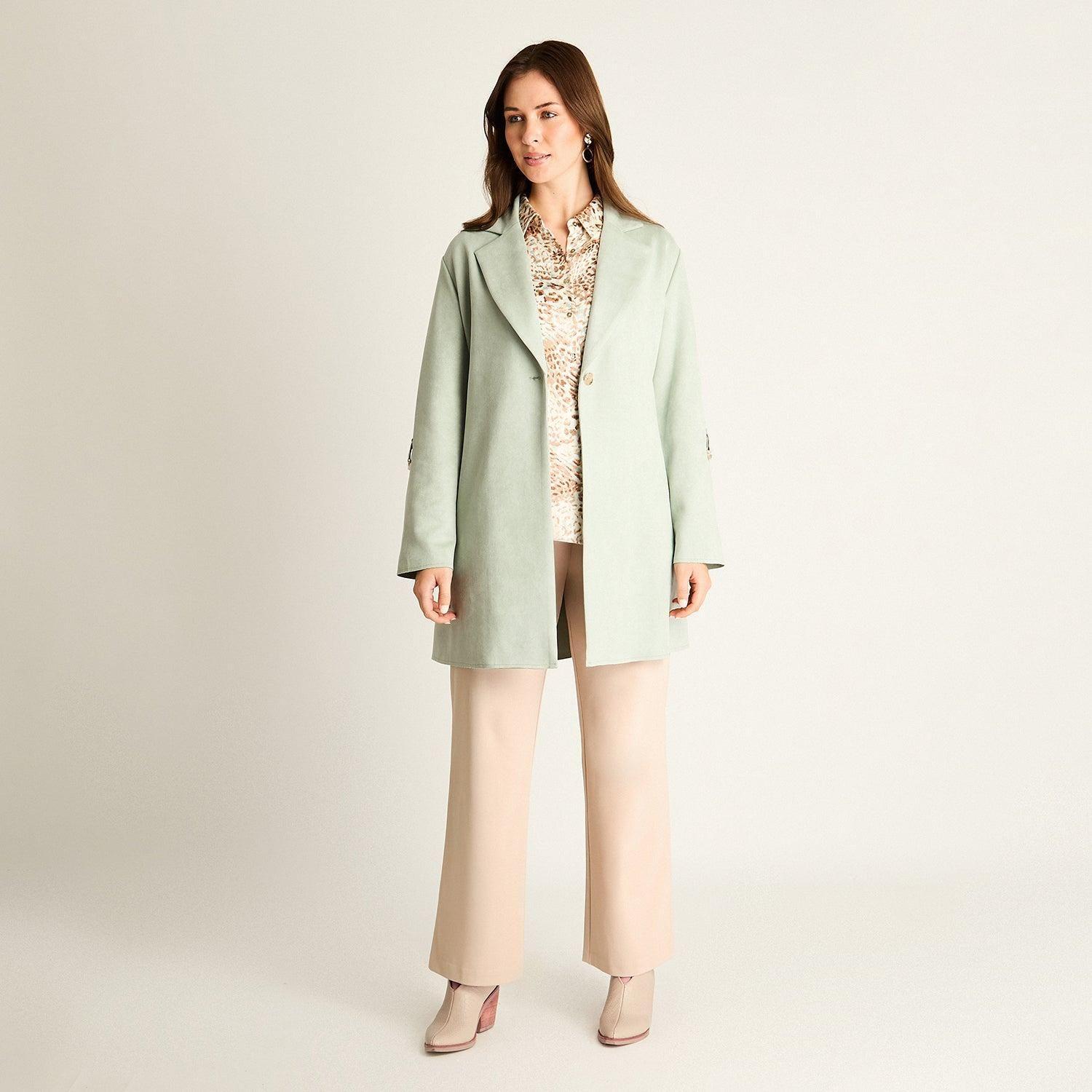 Chaqueta Menta Ecocuero con Botón-3