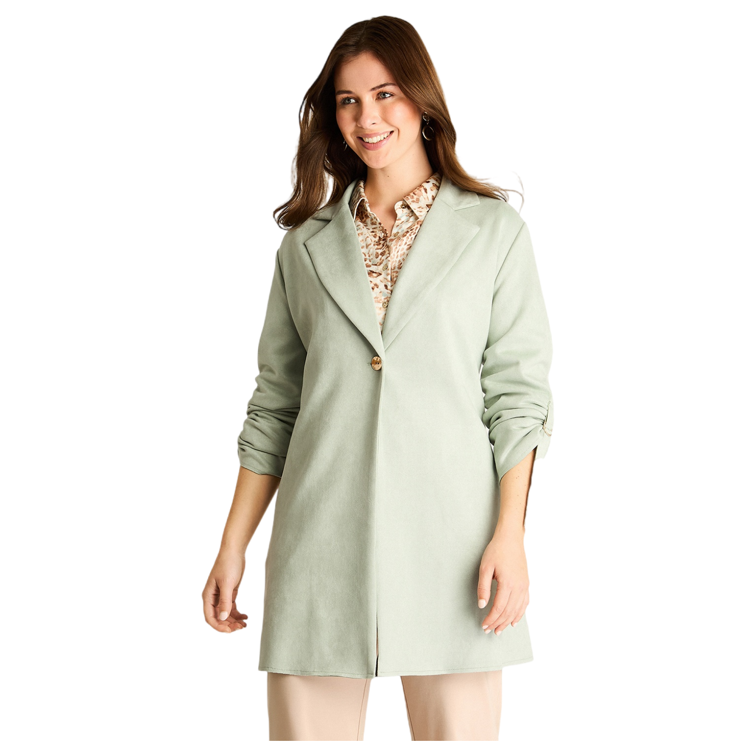 Chaqueta Menta Ecocuero con Botón-0