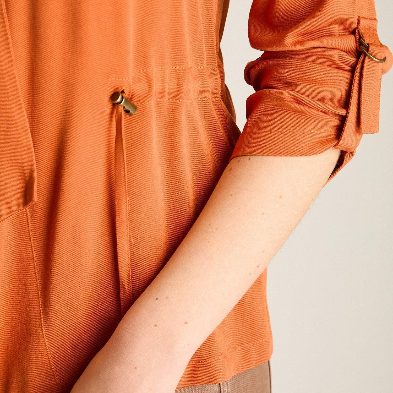 Tapado Terracota Manga Larga Roll Up con Cintura Ajustable-2