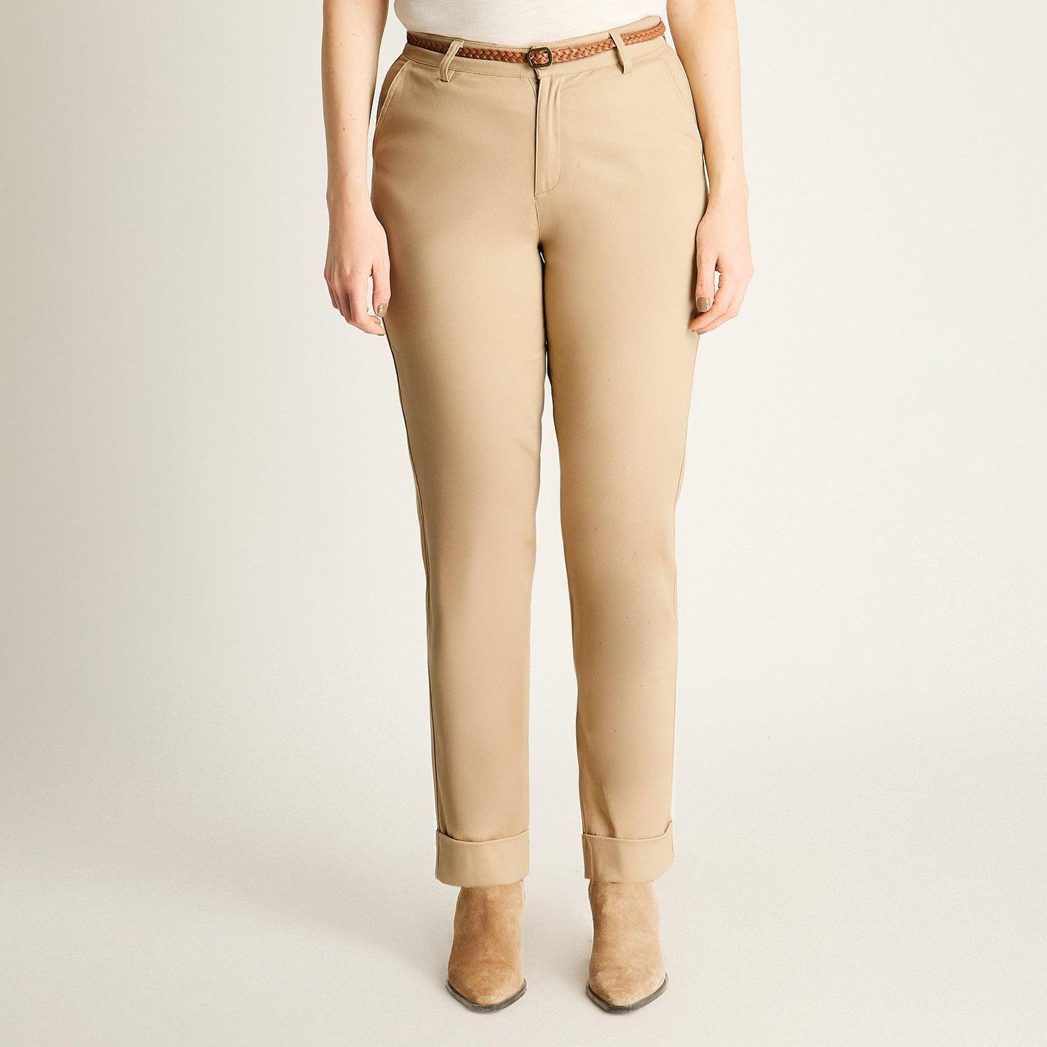 Pantalón Beige con Cinturón Trenzado-0