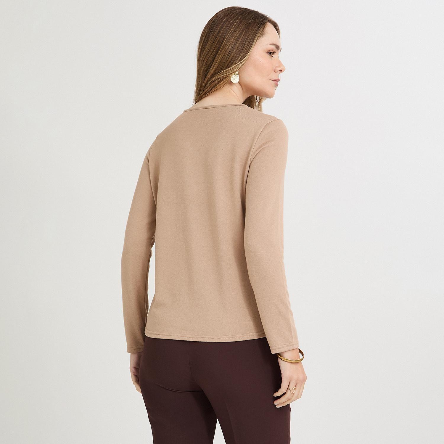 Polera Lanilla Bloques de Color con Strass Café-1