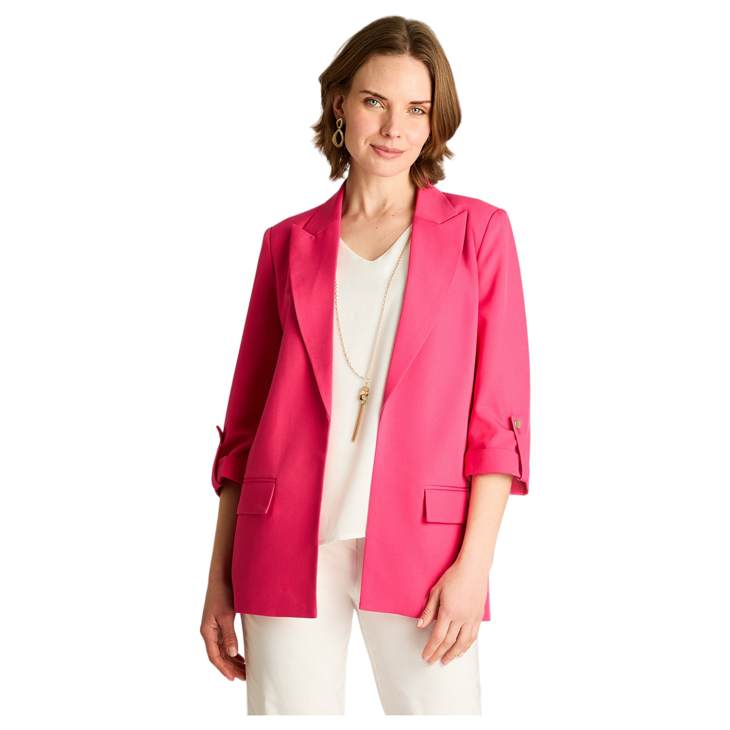 Blazer Fucsia Manga 3/4 Con Forro-0