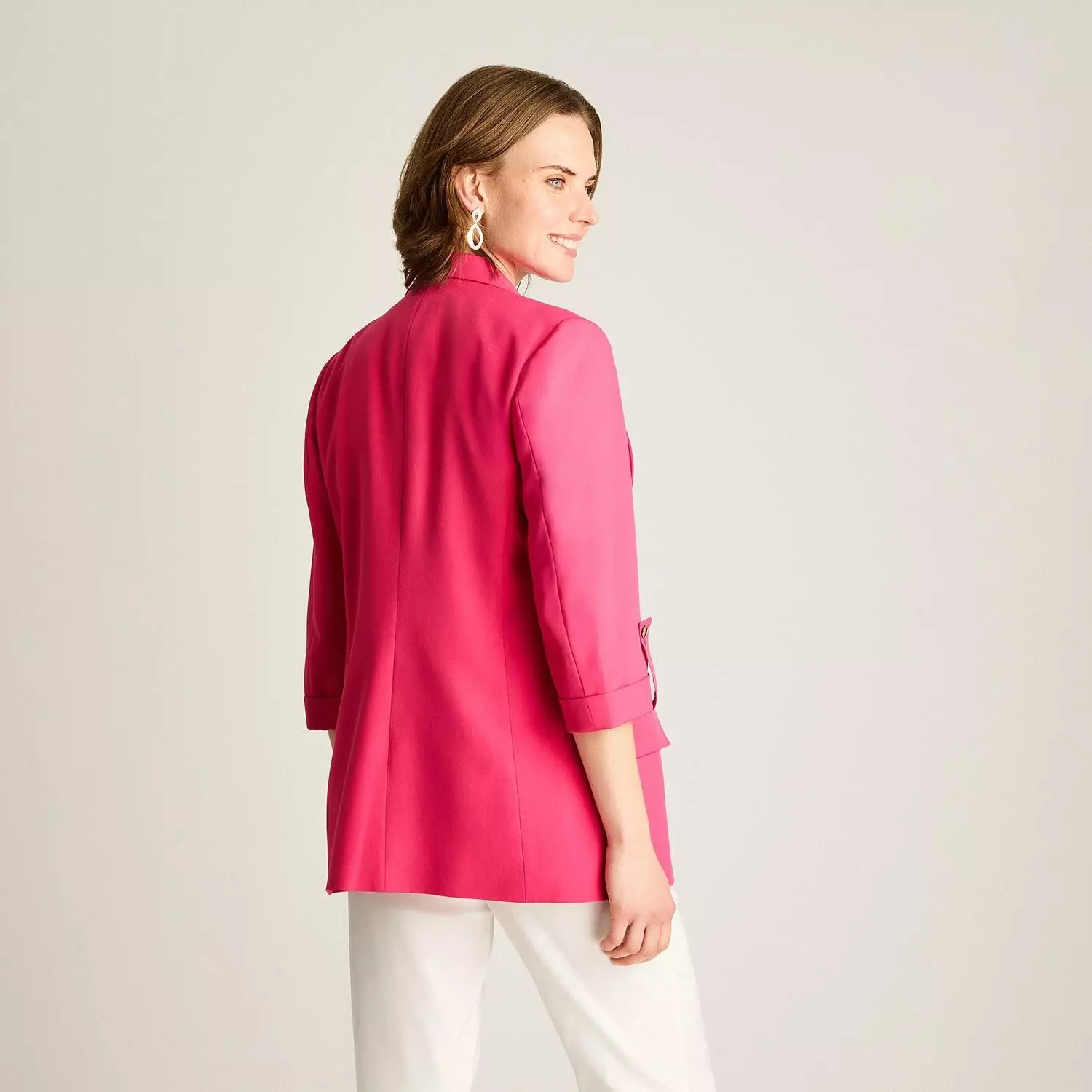 Blazer Fucsia Manga 3/4 Con Forro-1