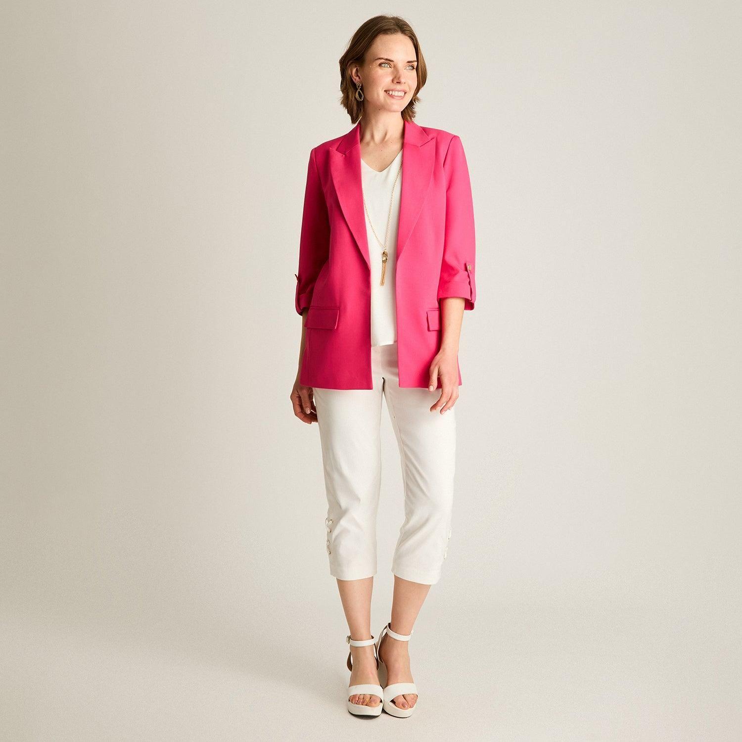 Blazer Fucsia Manga 3/4 Con Forro-3