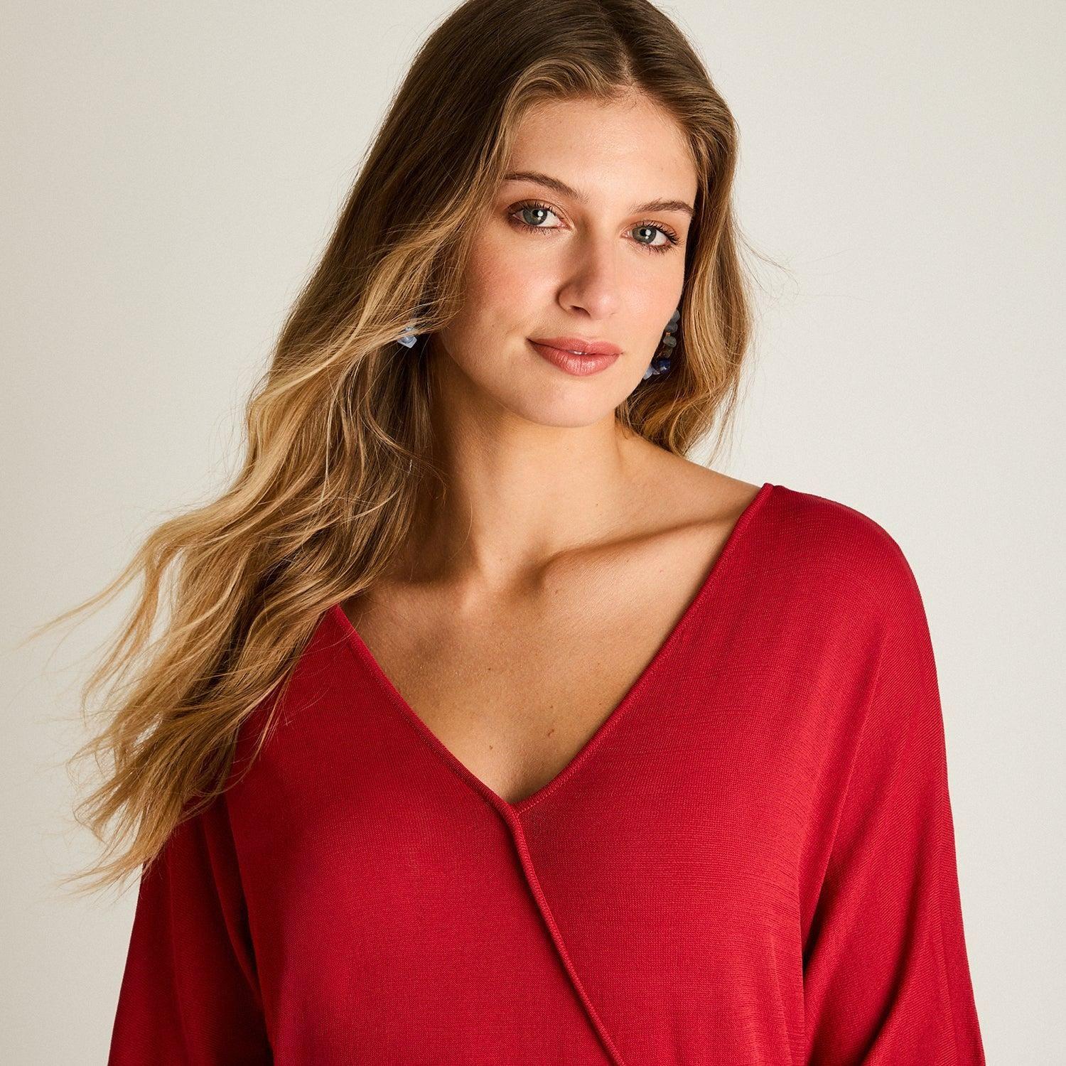 Polera Fucsia Manga Corta Baja elasticidad Sin Forro Calce Normal-2