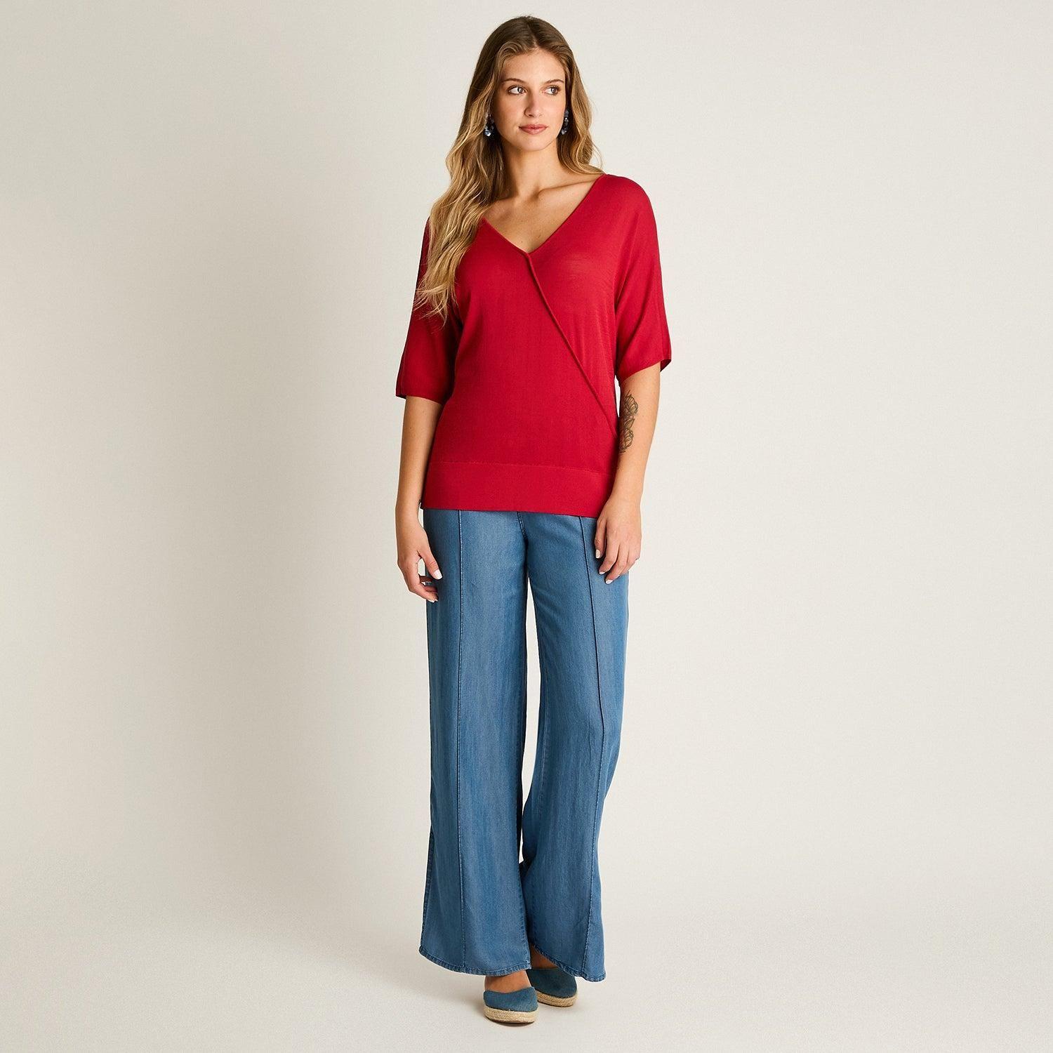 Polera Fucsia Manga Corta Baja elasticidad Sin Forro Calce Normal-3