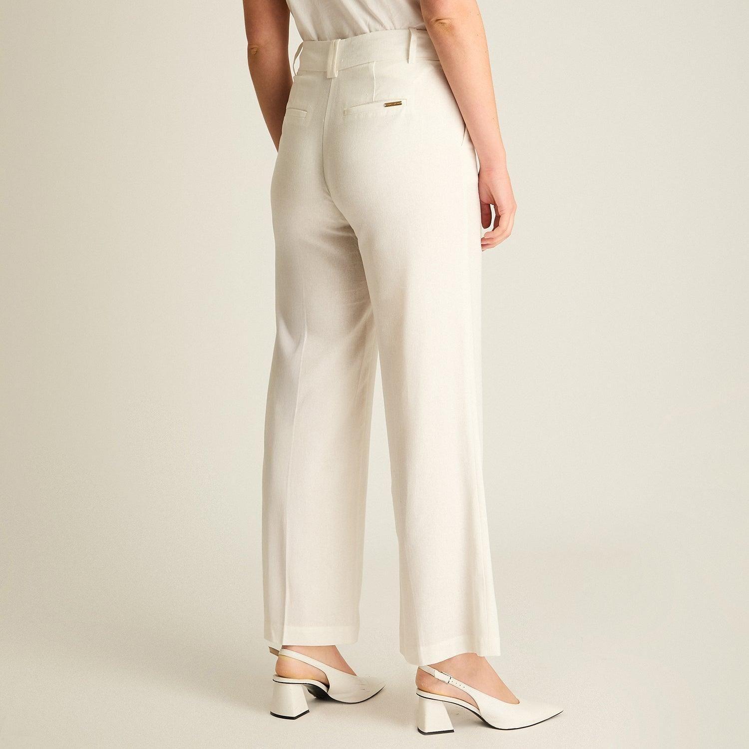 Pantalón Palazzo Crudo de Lino y Viscosa-1