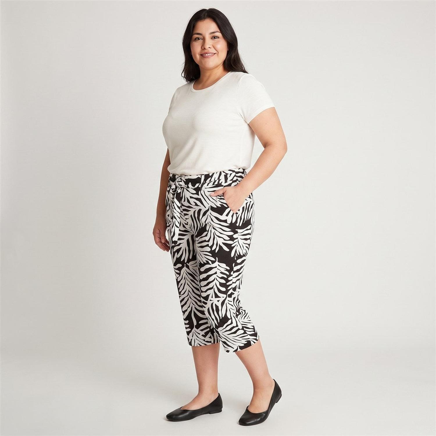 Capri Estampado Negro Con Lazo Y Bolsillos-1