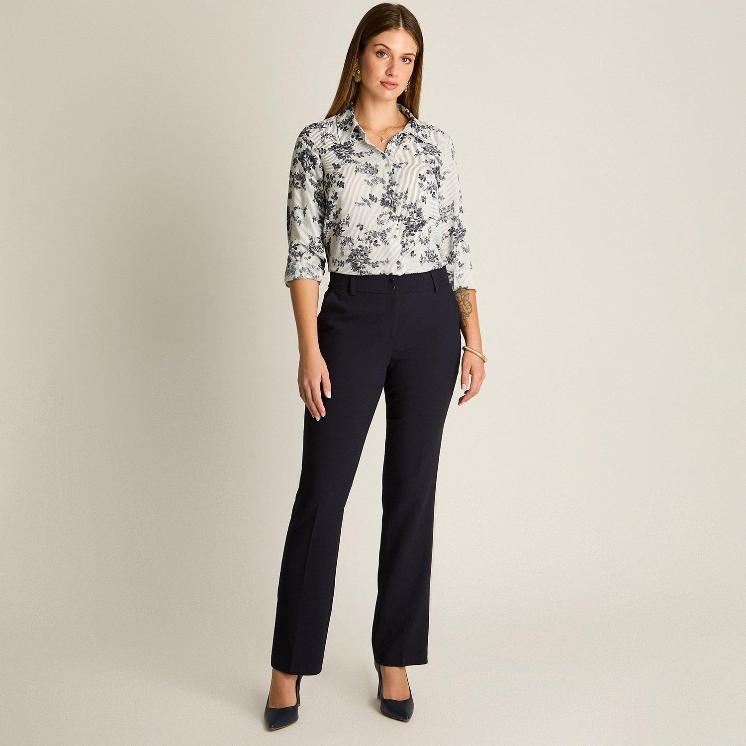 Pantalon Formal Azul Tiro Medio-3