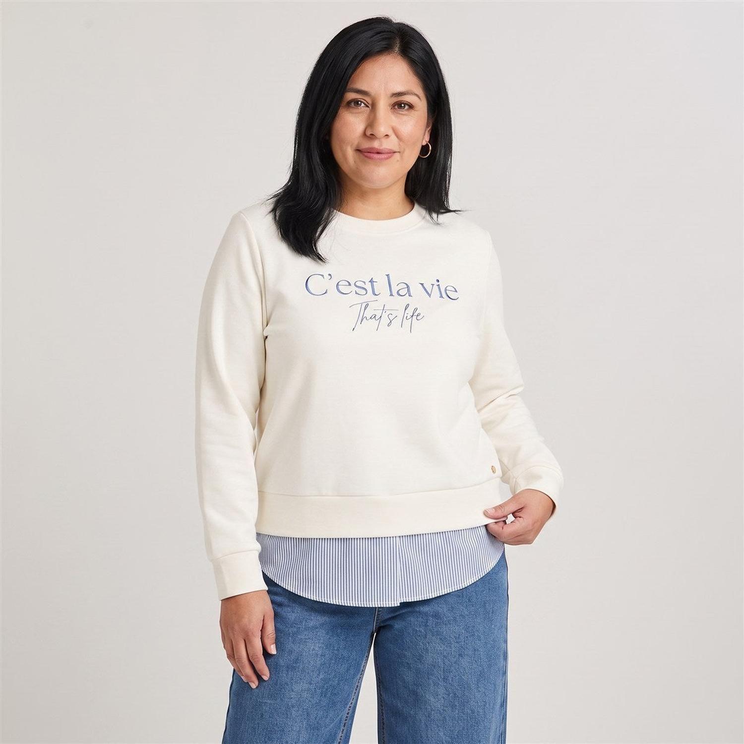 Polerón Algodón con Blusa Listada Crudo-1