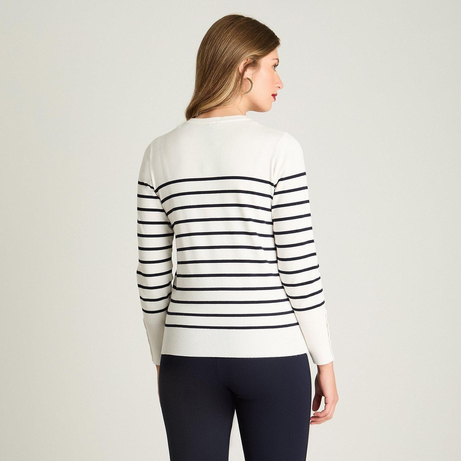 Sweater Manga Larga Escote Redondo Crudo-1