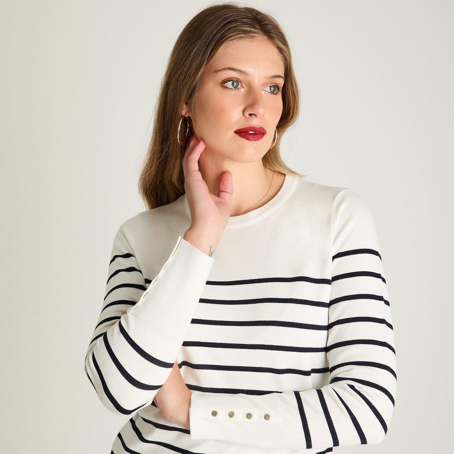 Sweater Manga Larga Escote Redondo Crudo-2