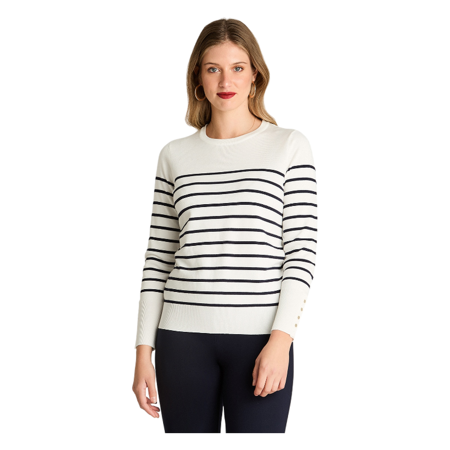 Sweater Manga Larga Escote Redondo Crudo-0