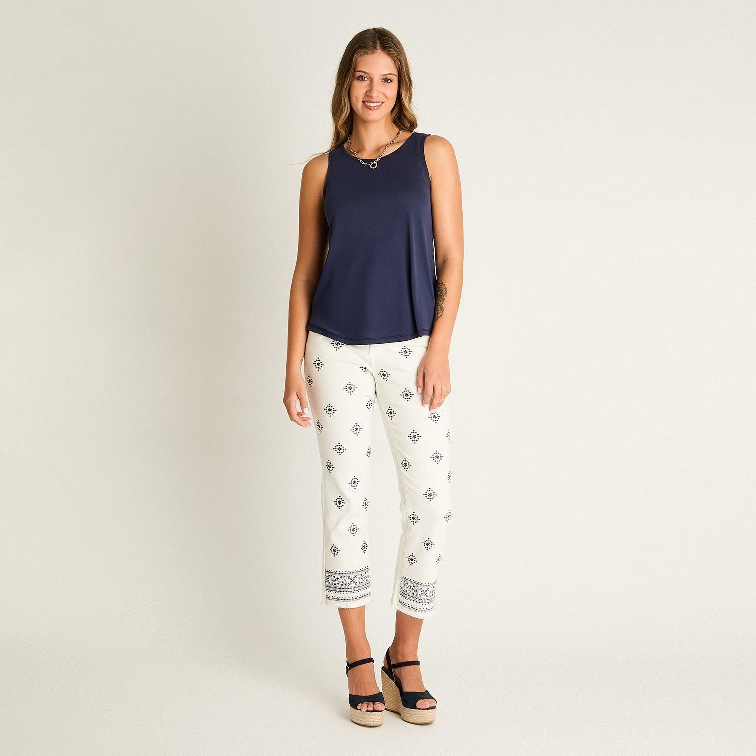 Polera Azul Sin Mangas Elasticidad Media Sin Forro Calce Holgado-3