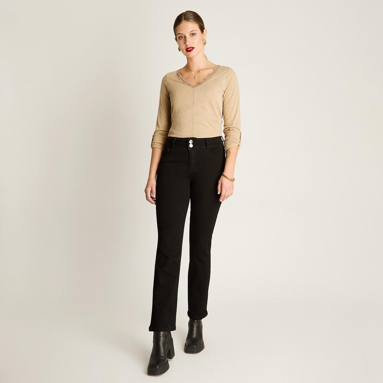 Jeans Recto Negro Push Up de Cinco Bolsillos-3