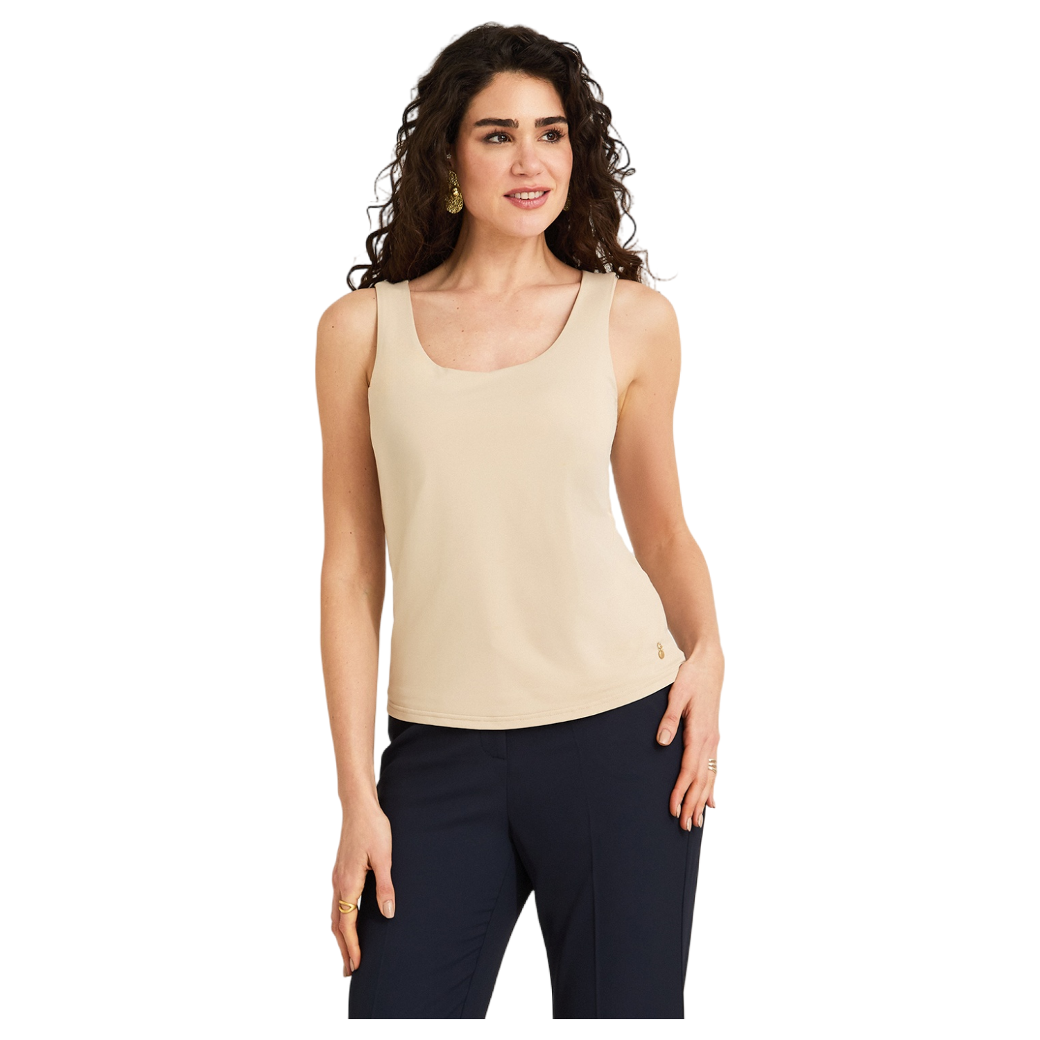 Polera Básica sin Mangas Beige-0