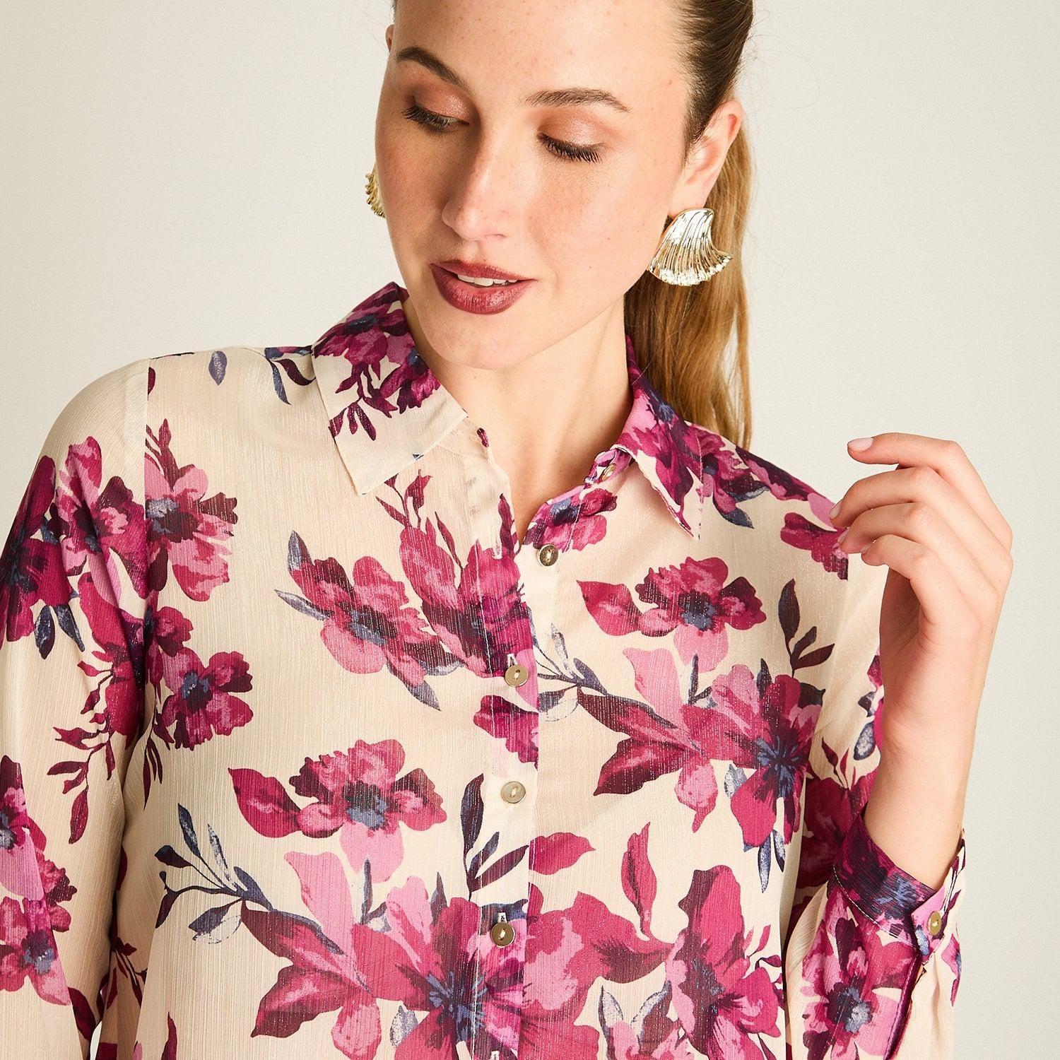 Blusa Camisera Arena Estampada con Lurex-2