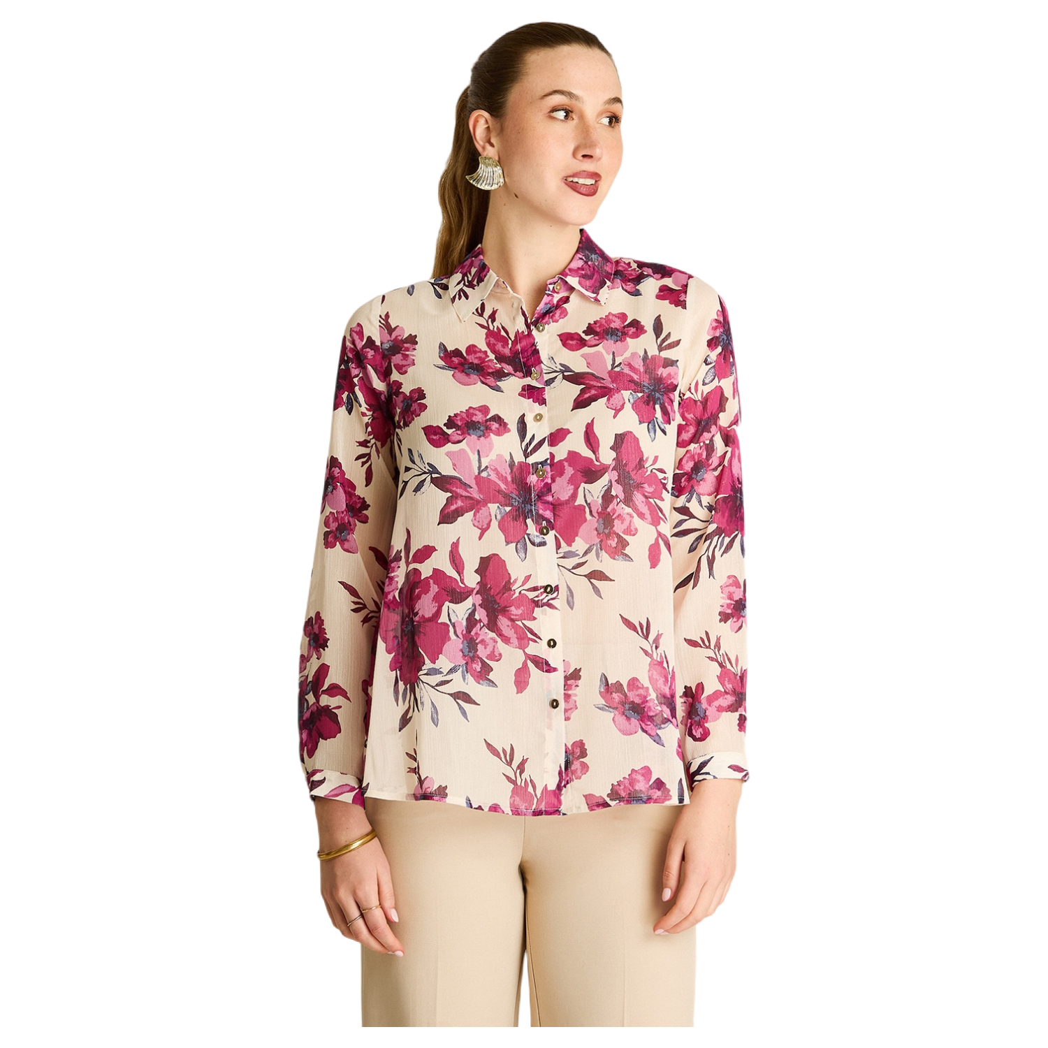 Blusa Camisera Arena Estampada con Lurex-0