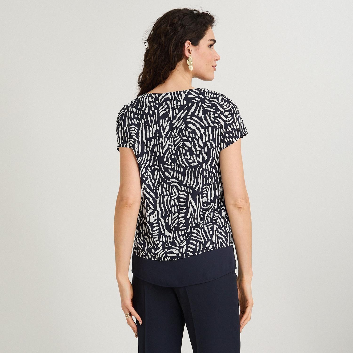 Blusa con Faldón Manga Corta Azul-1
