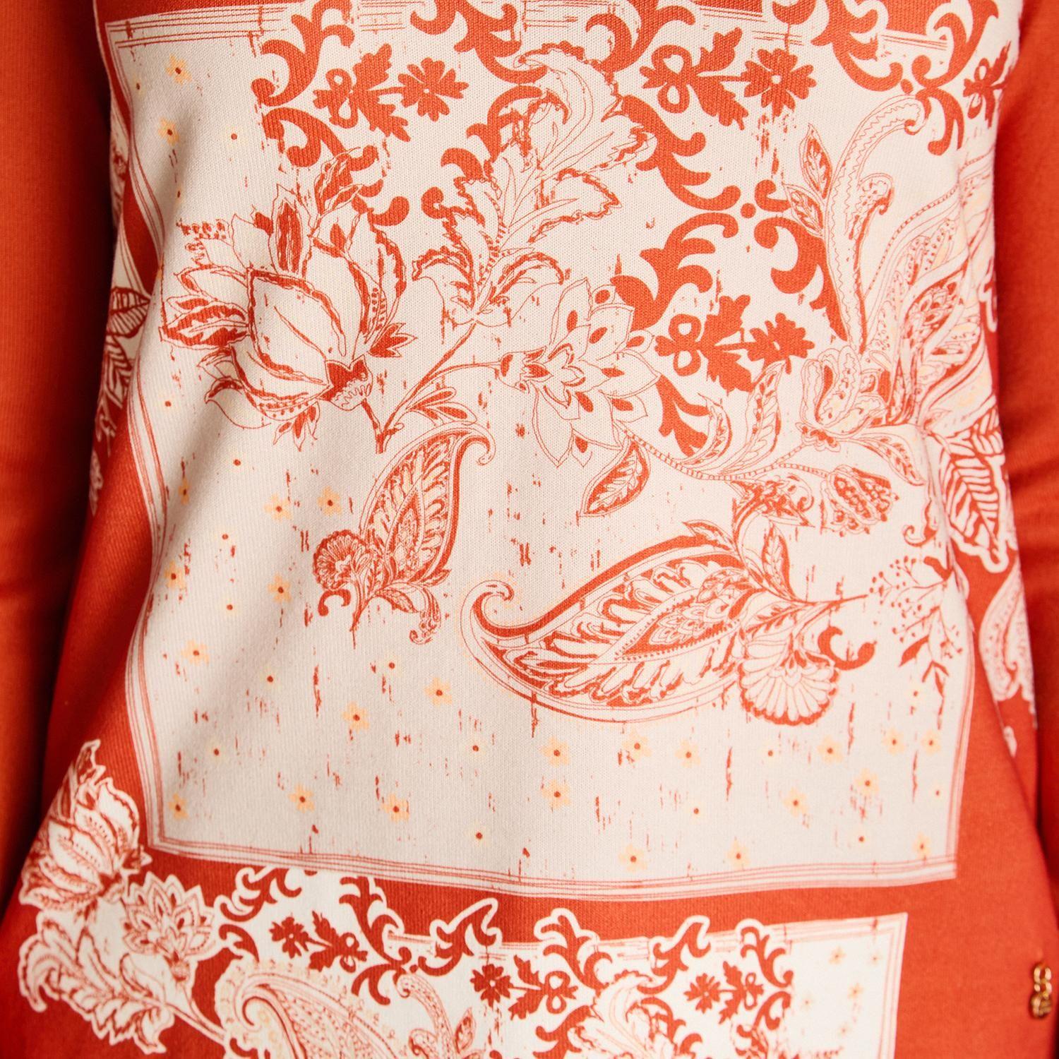 Polera Lanilla Terracota Estampada Escote V-2