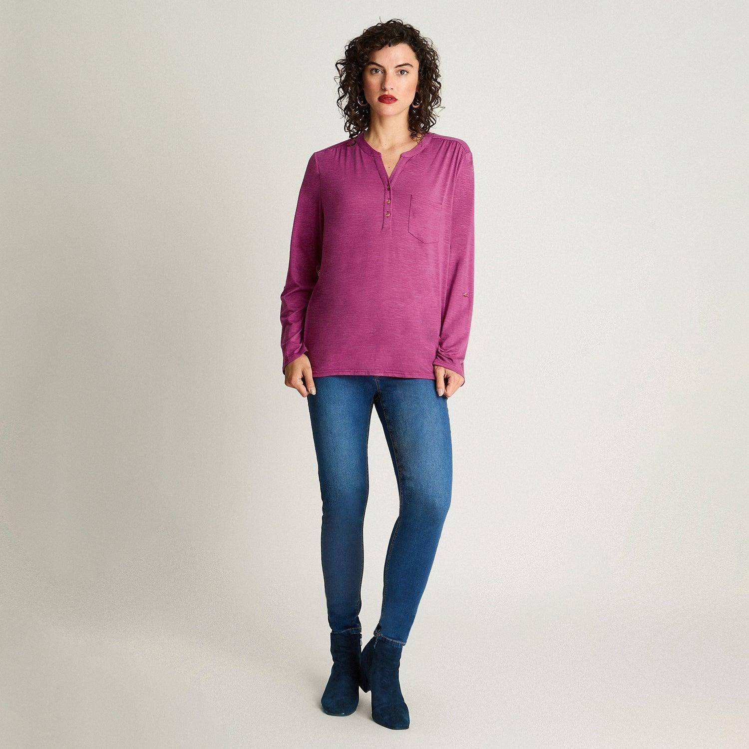 Polera Manga Larga Cuello Mao Magenta-3