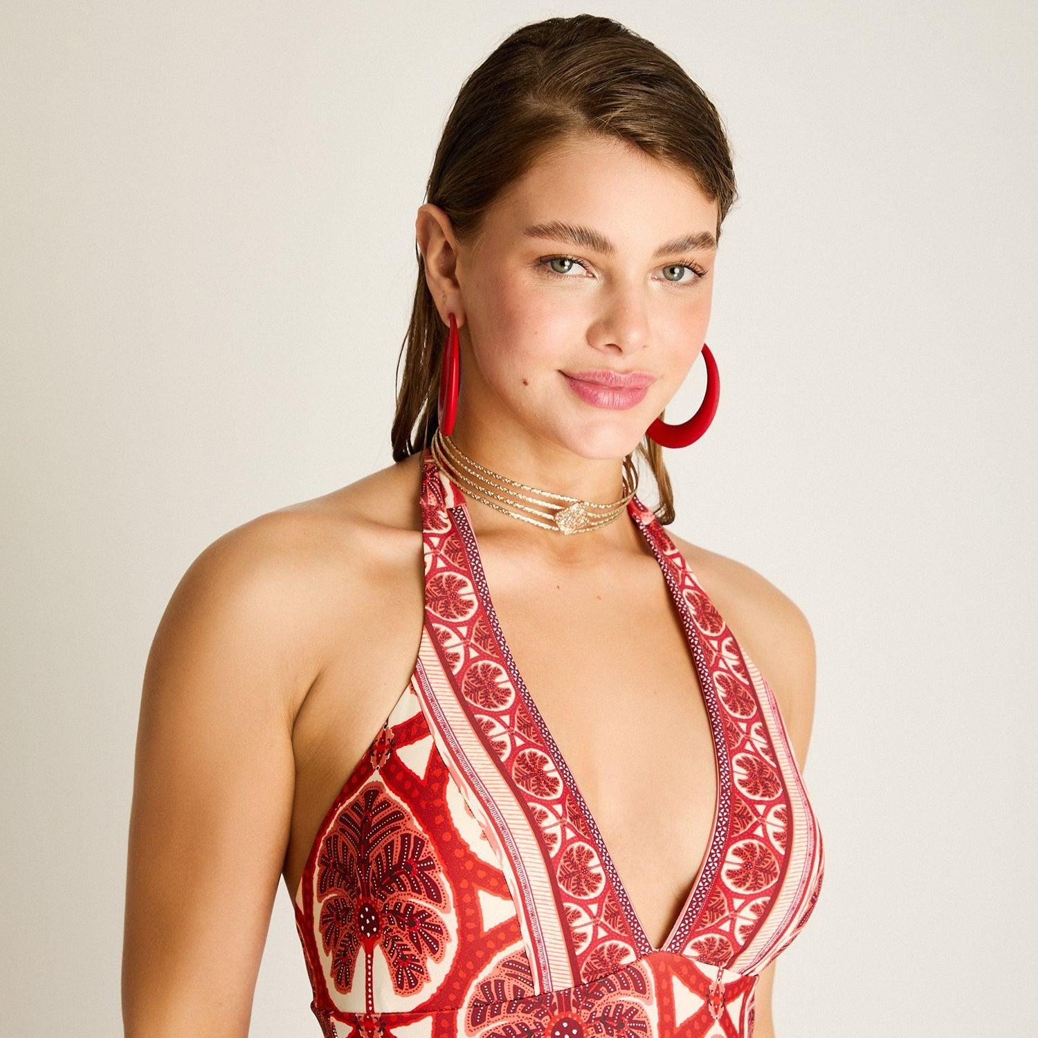 Traje de Baño Entero Burdeo Mujer-2