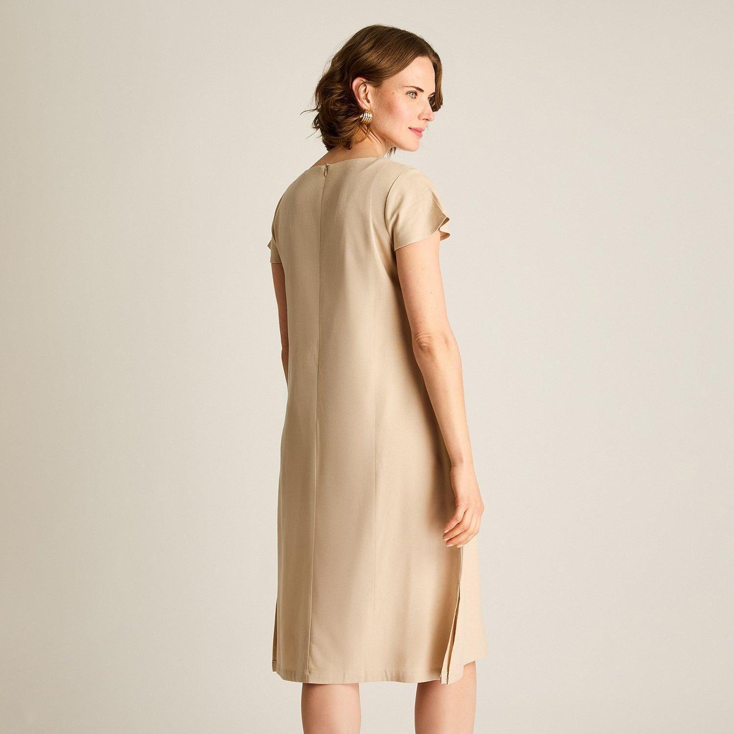 Vestido Midi Beige Sin Forro Calce Holgado-1