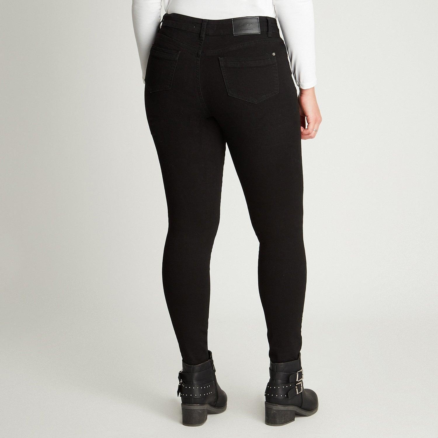 Jeans Skinny Negro 5 Bolsillos Con Roturas-1