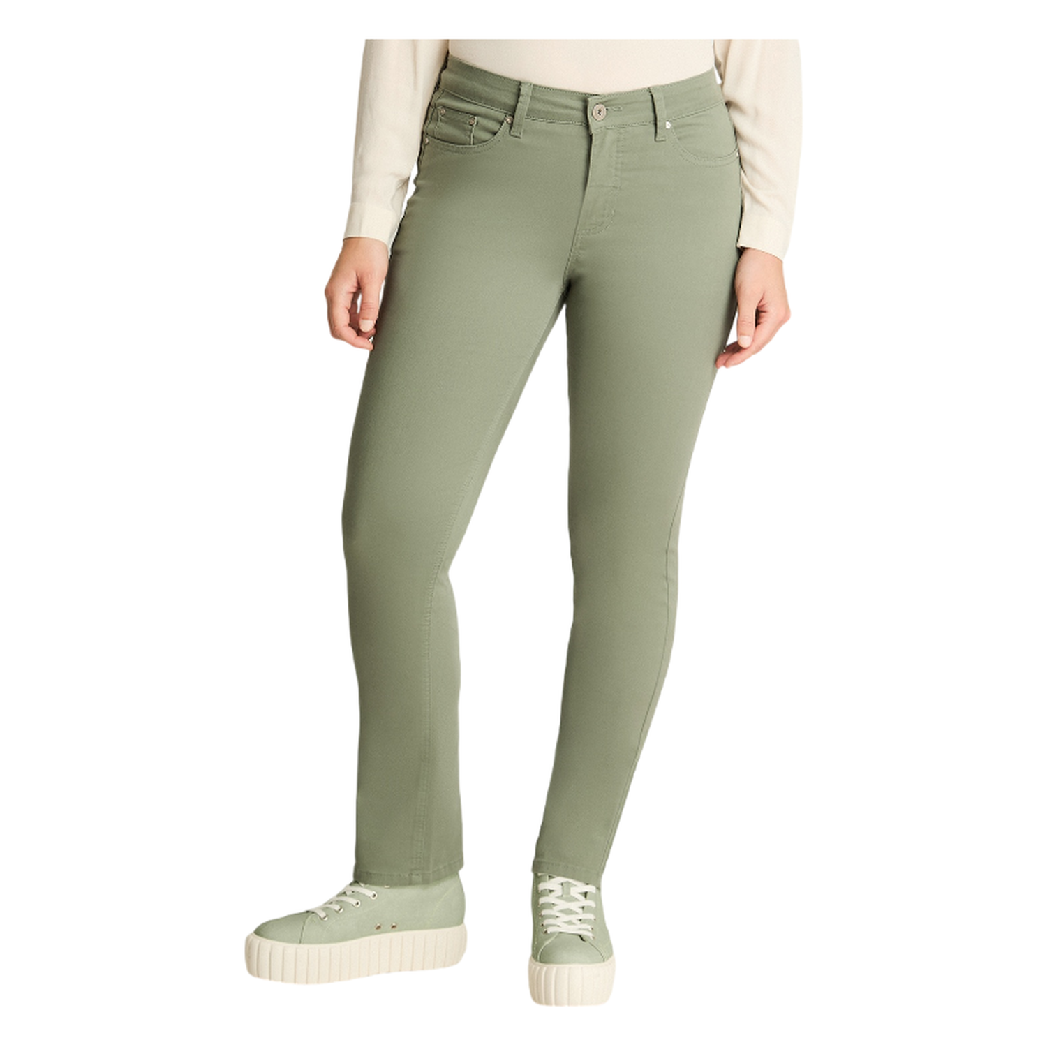 Jeans Recto 5 Bolsillos Verde-0