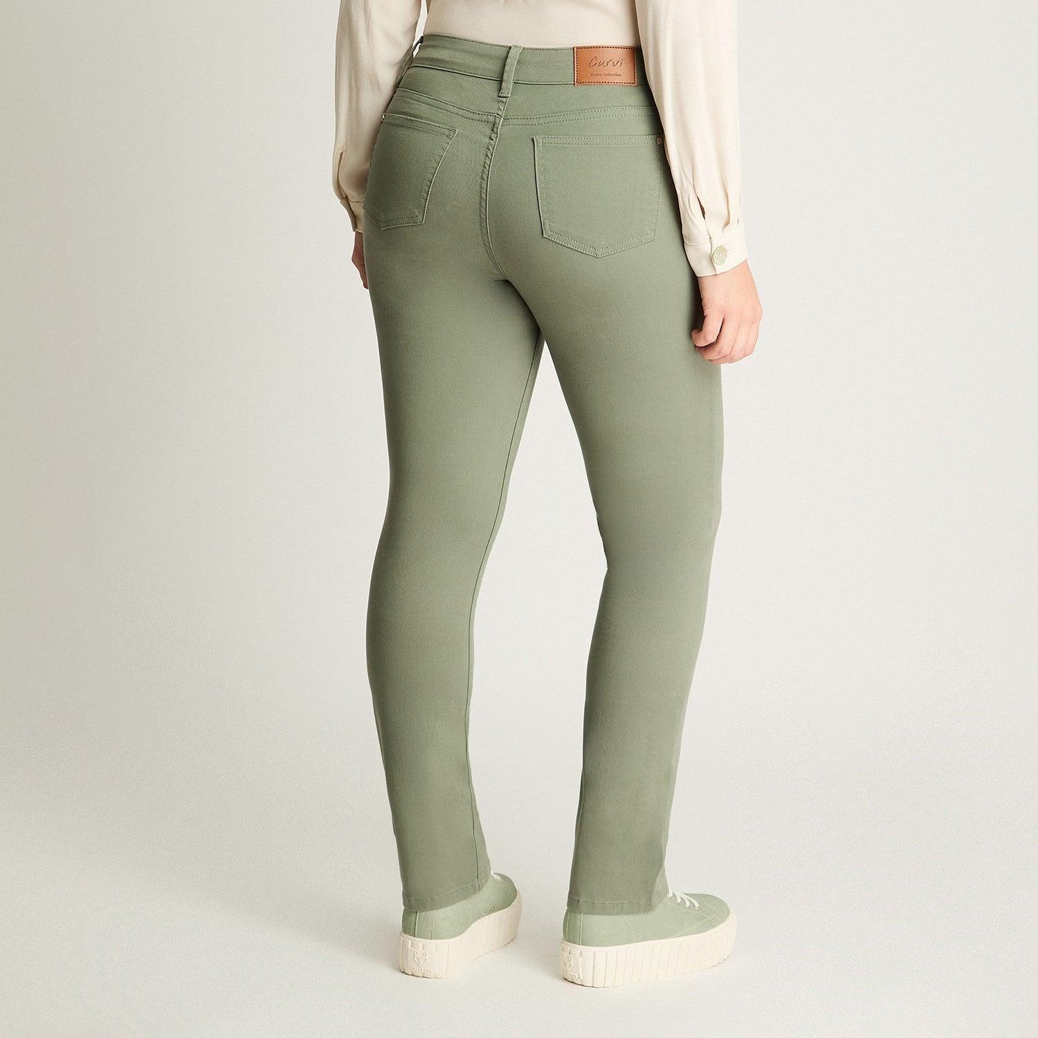 Jeans Recto 5 Bolsillos Verde-1