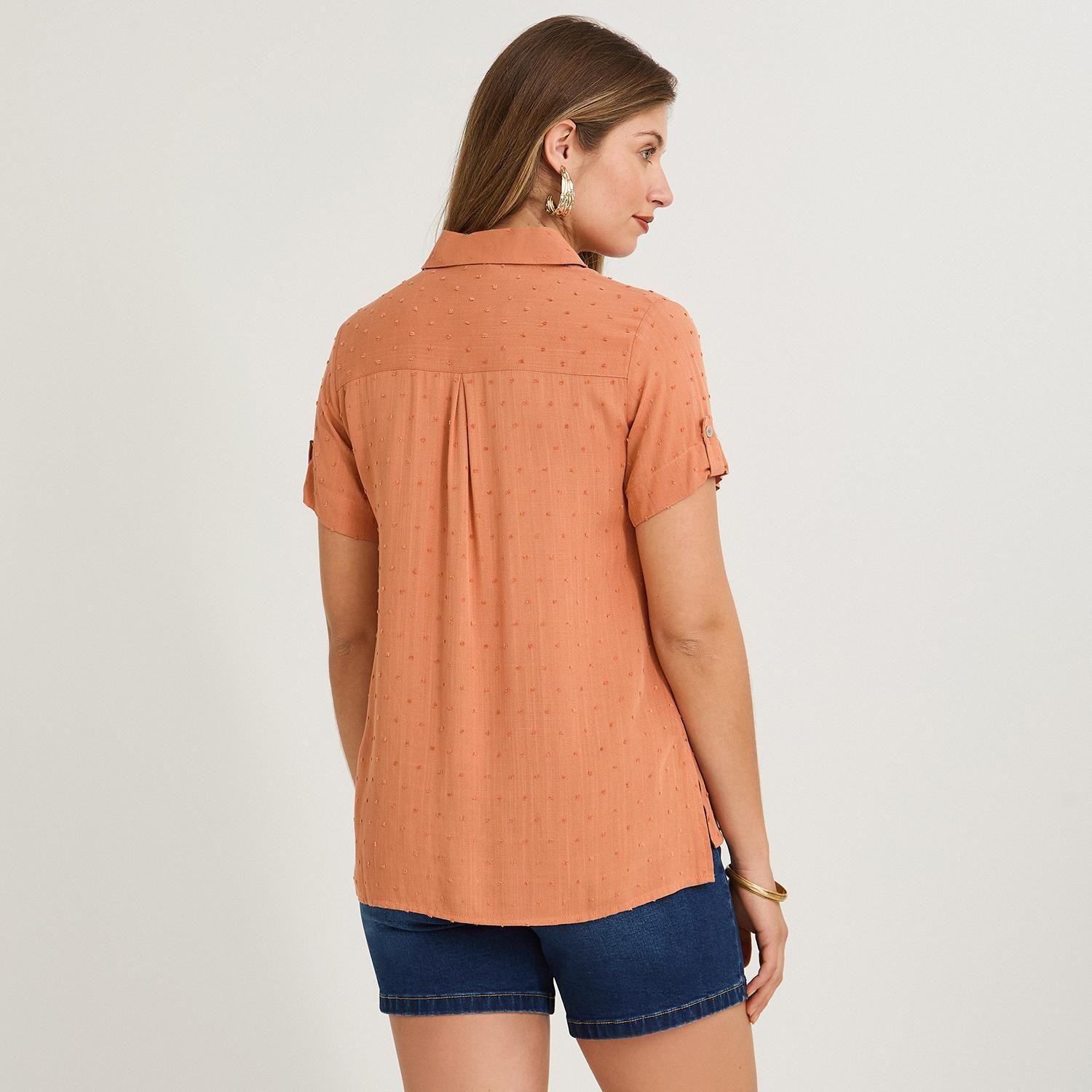 Blusa Manga Corta Plumeti Terracota-1