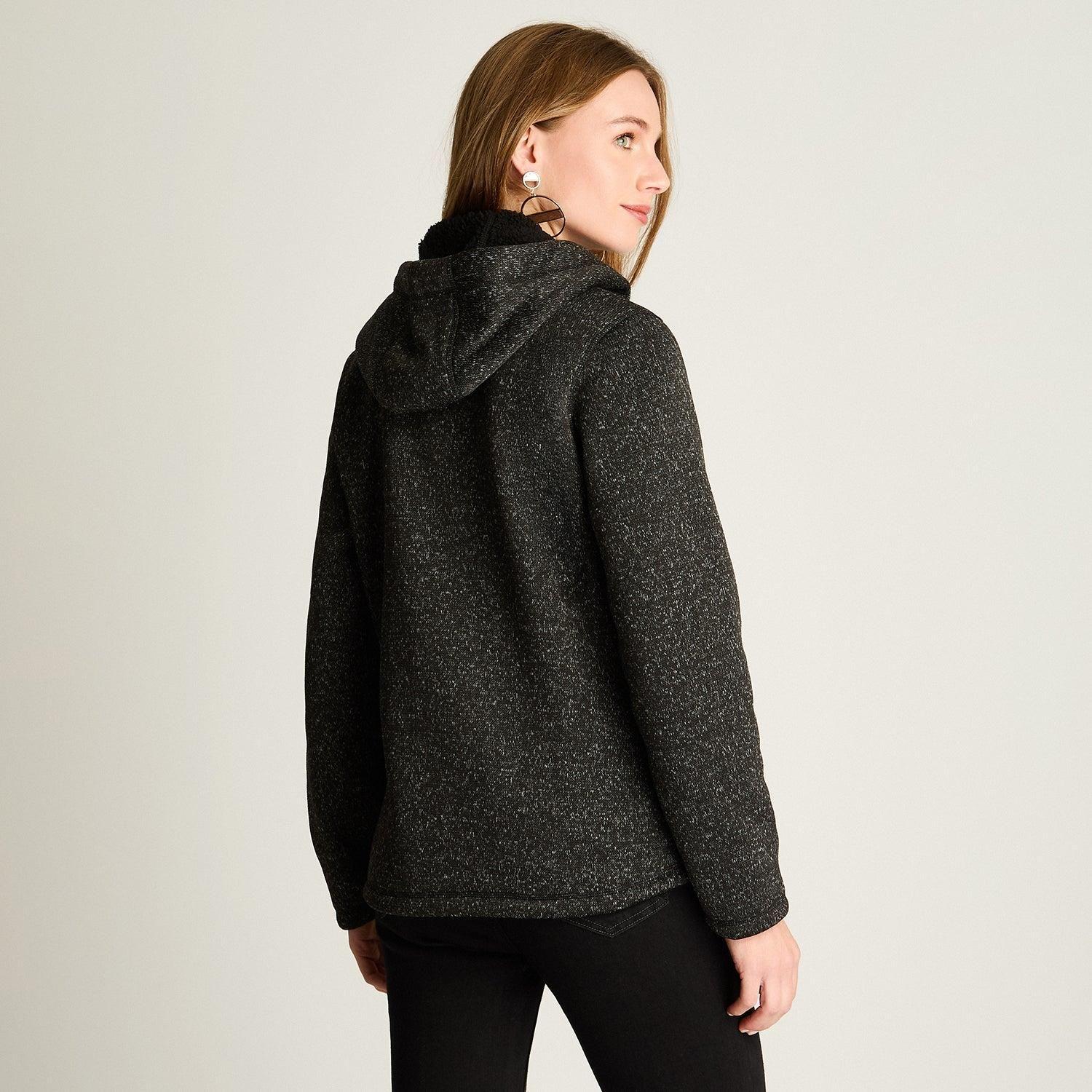 Polerón Jersey Melange Bondeado Coral Fleece Negro-0