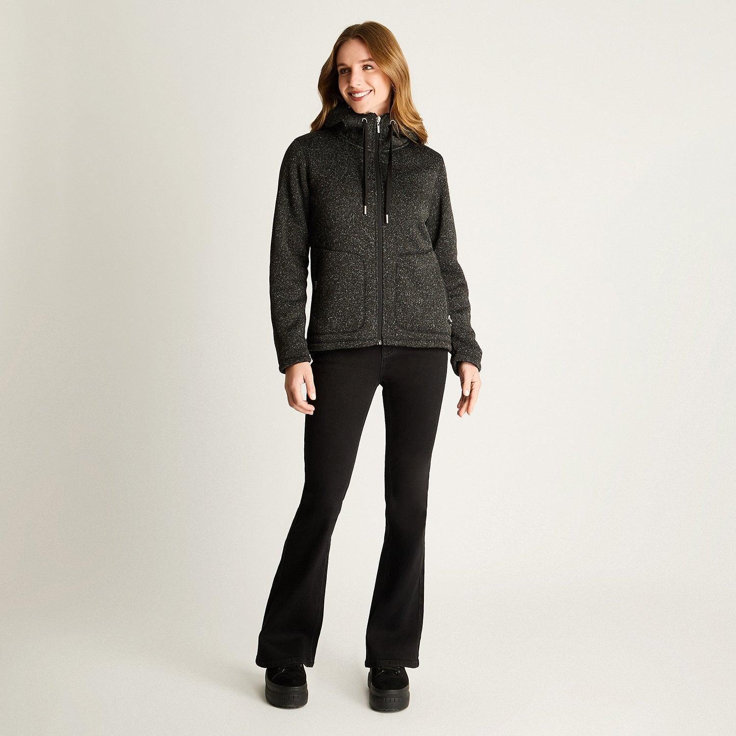 Polerón Jersey Melange Bondeado Coral Fleece Negro-2