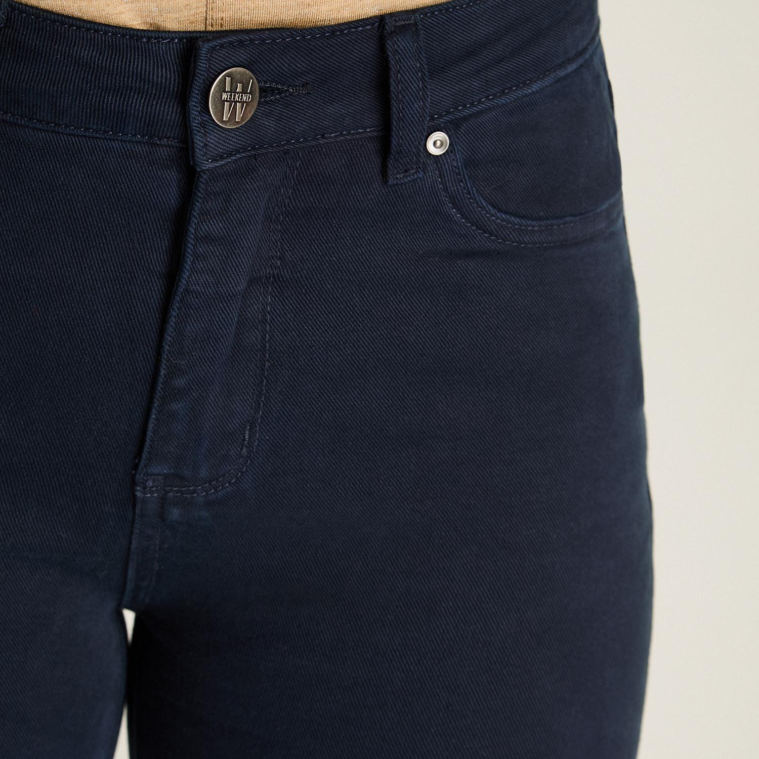 Jeans Azul Mini Flare de Tiro Medio con Cinco Bolsillos-2
