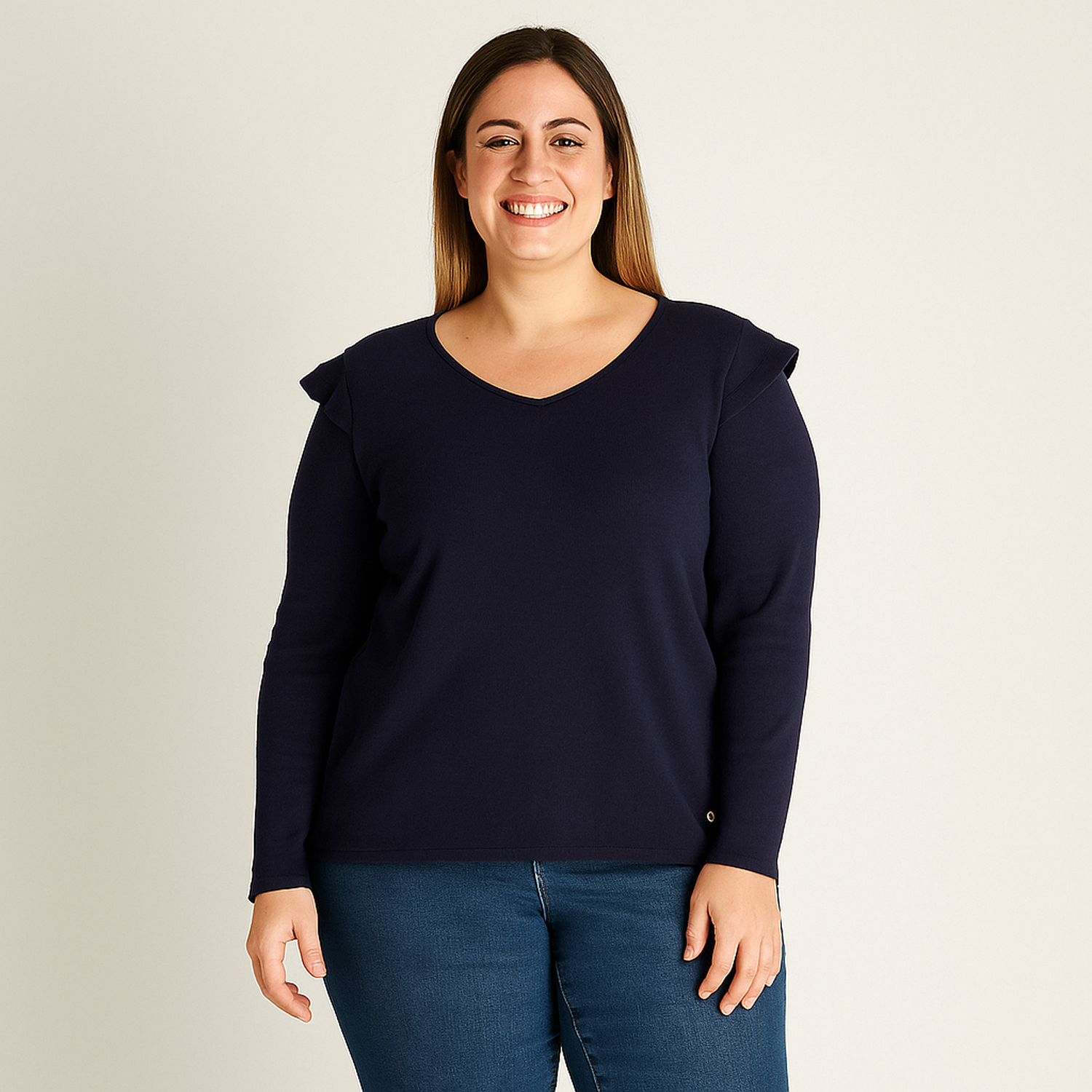 Polera Azul Manga Larga-5