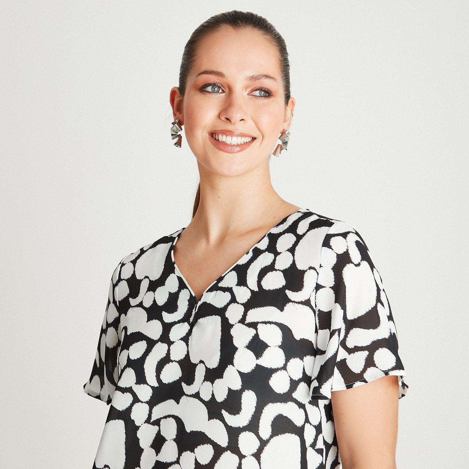 Blusa Crudo Manga Corta Cuello V-2