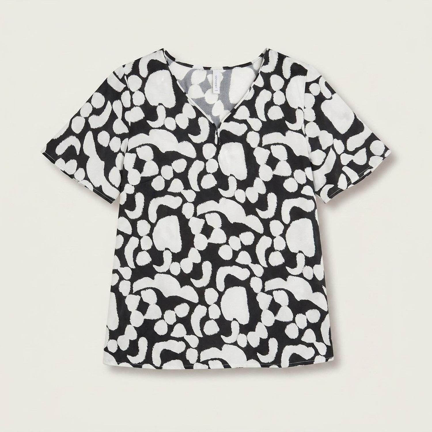 Blusa Crudo Manga Corta Cuello V-4