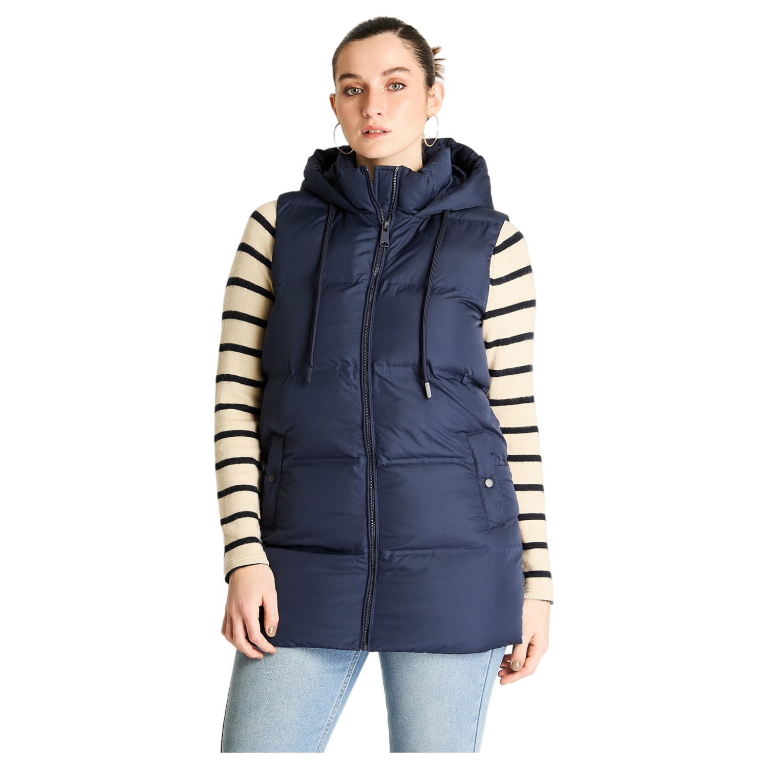 Parka Azul Sin Mangas No Elasticado Con Forro Calce Normal-0