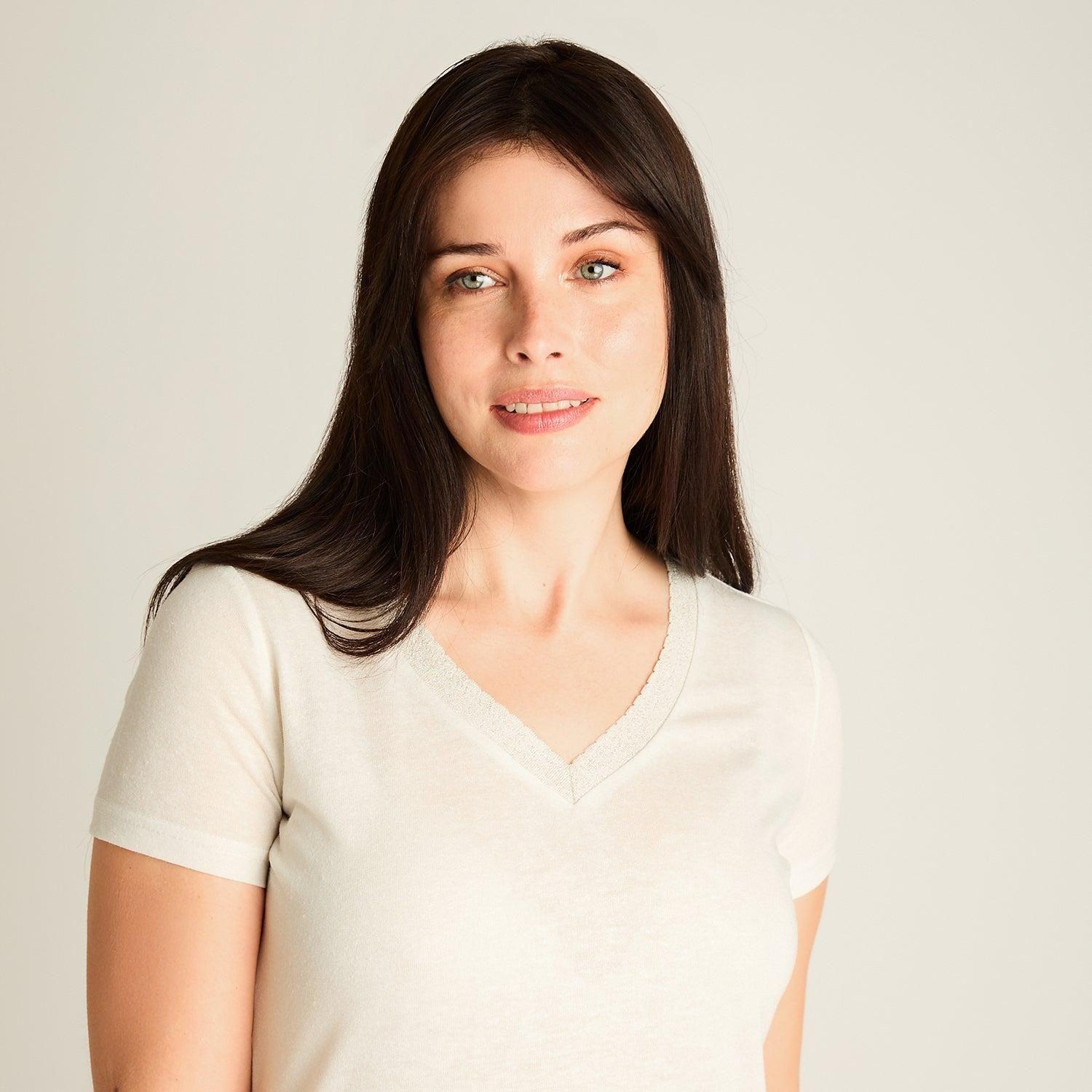 Polera Crudo Escote V Manga Corta-2