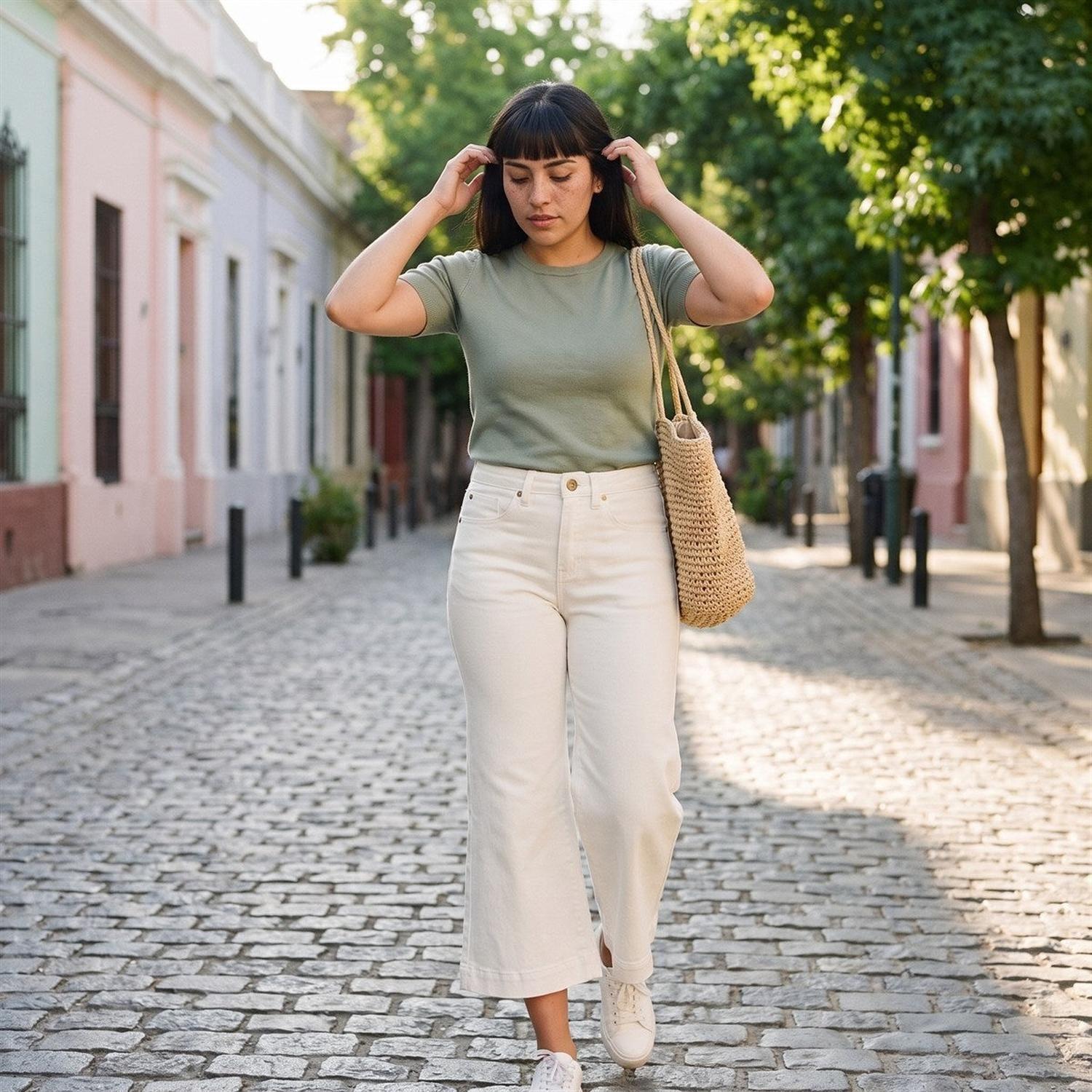 Jeans Culotte un Botón Crudo-8