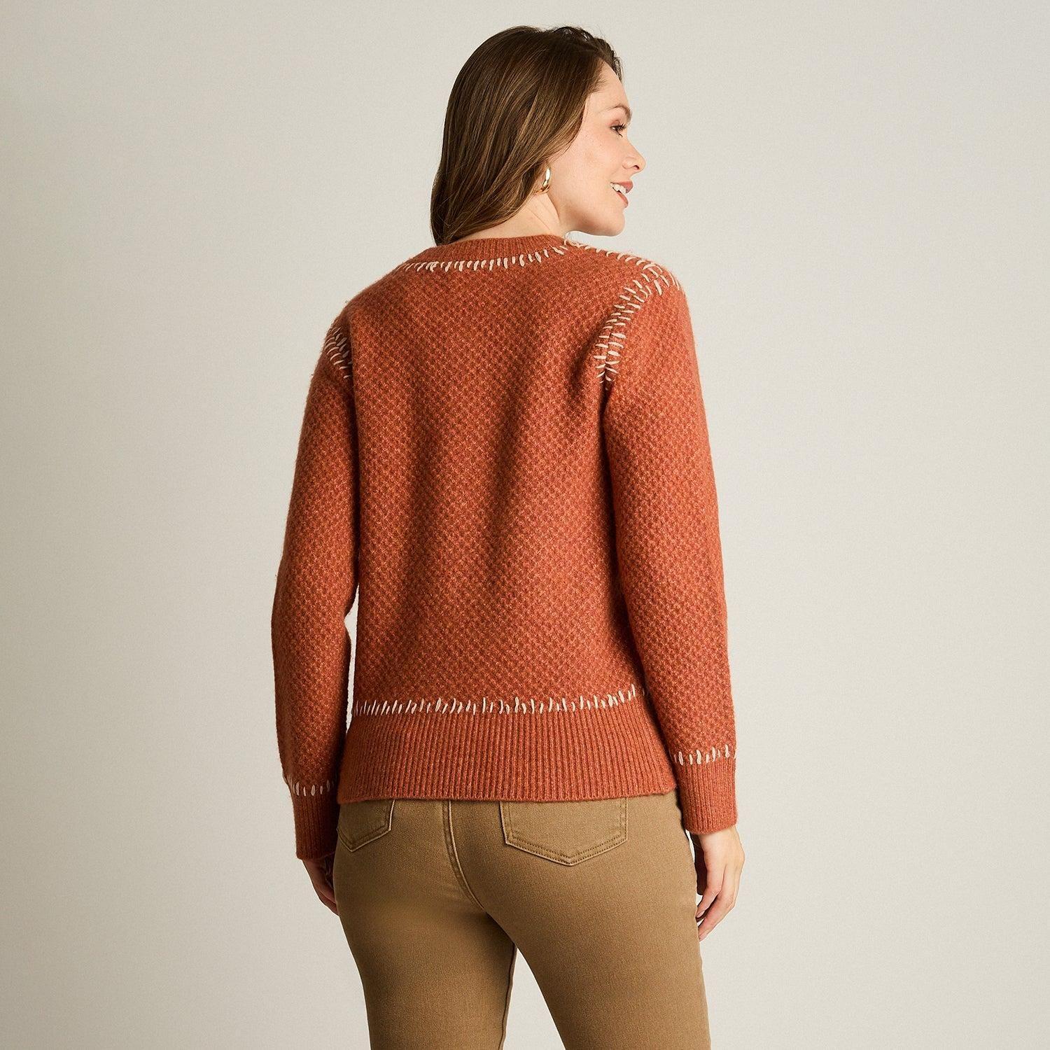 Sweater Terracota con Textura y Detalle de Pespunte en Tejido-1