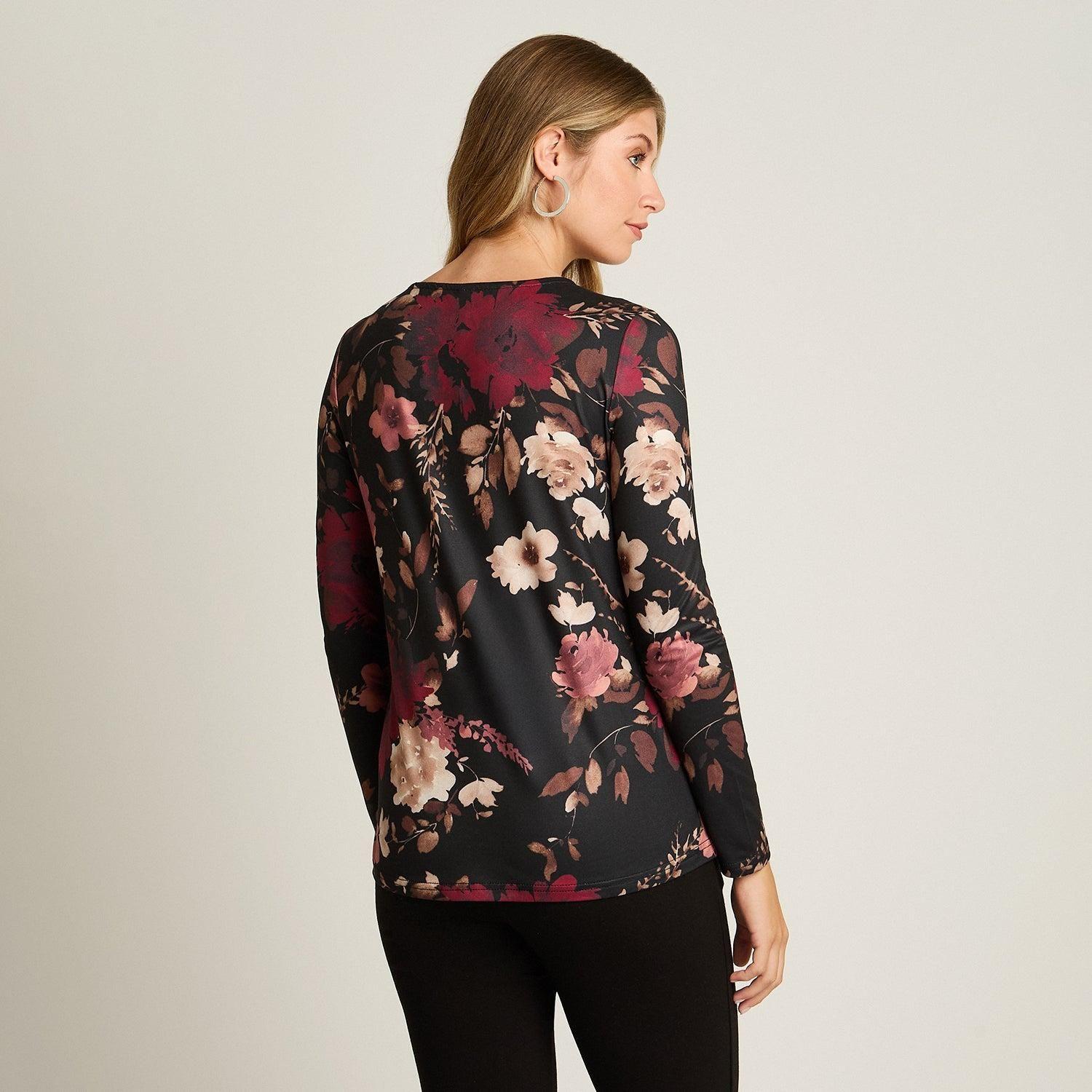 Polera Burdeo Estampada Escote Redondo Hot Touch-1