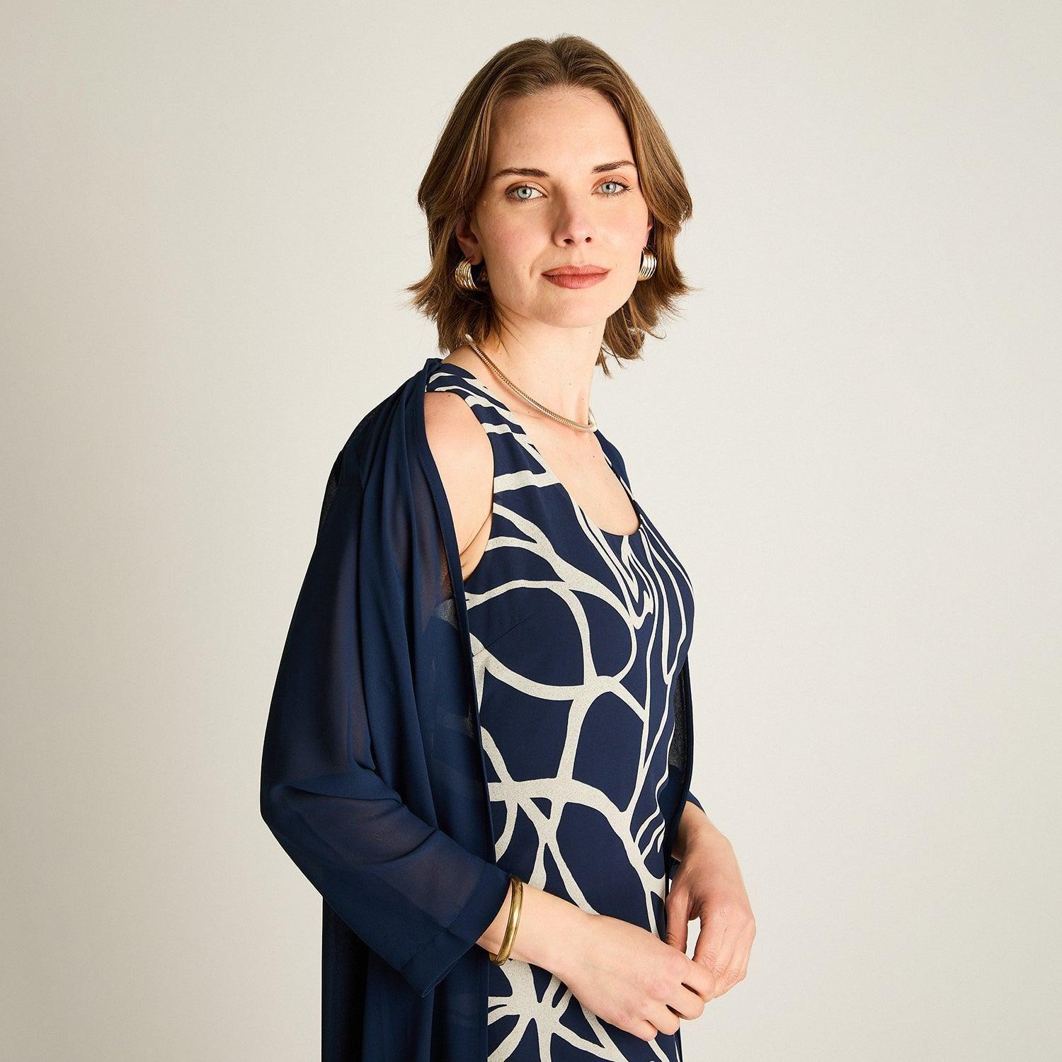 Vestido Midi Azul con Contraste-2