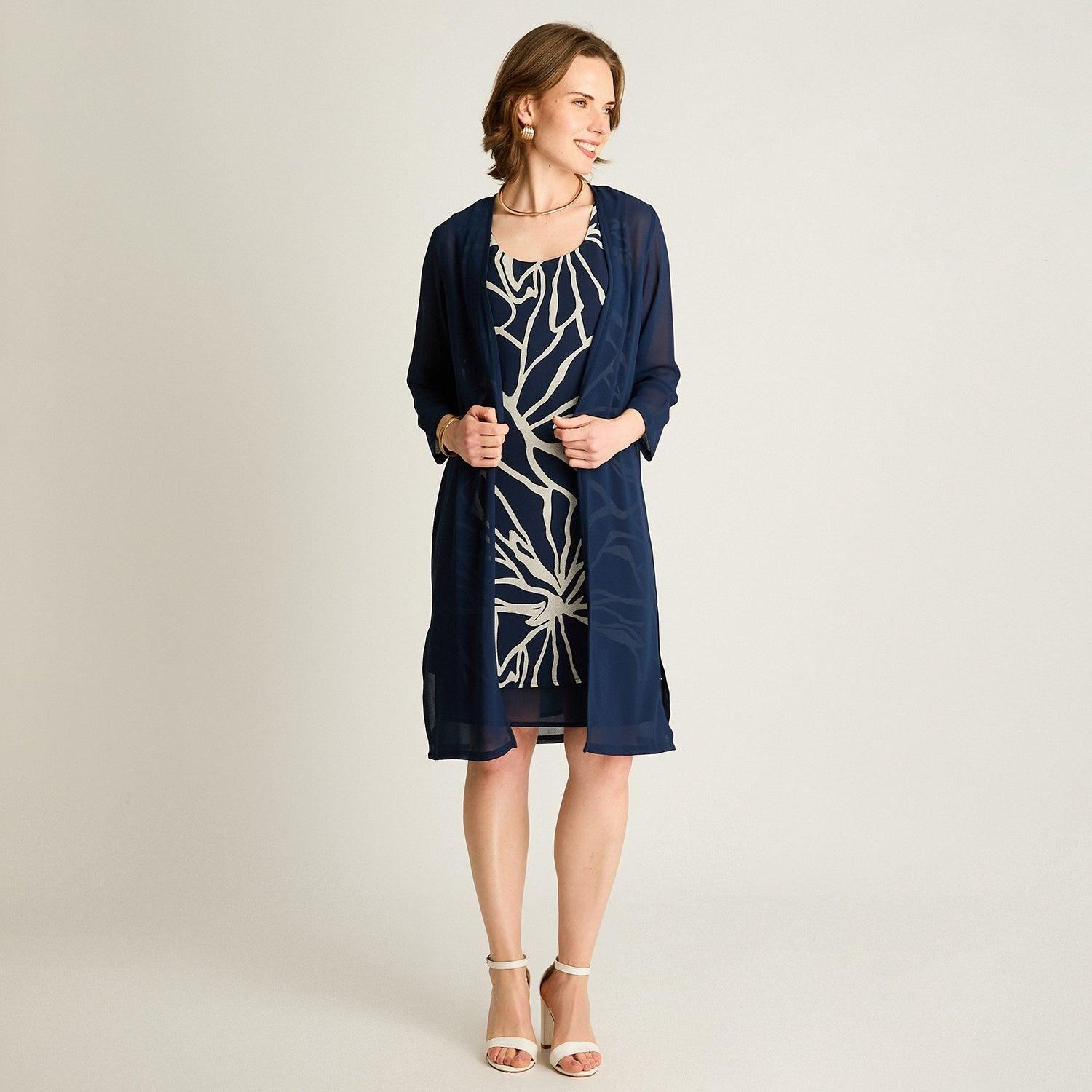 Vestido Midi Azul con Contraste-3