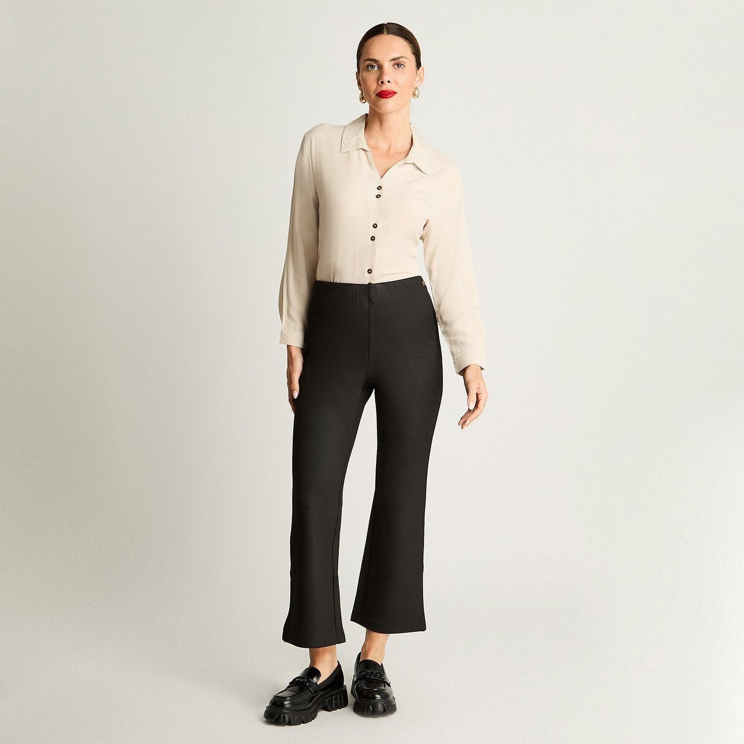 Calza Suede Mini Flare Negro-3
