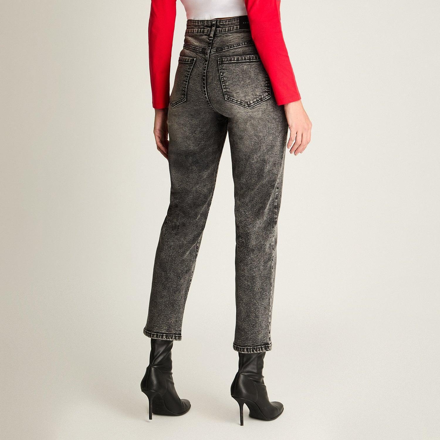 Jeans Mom Slim 5 Bolsillos Gris-0